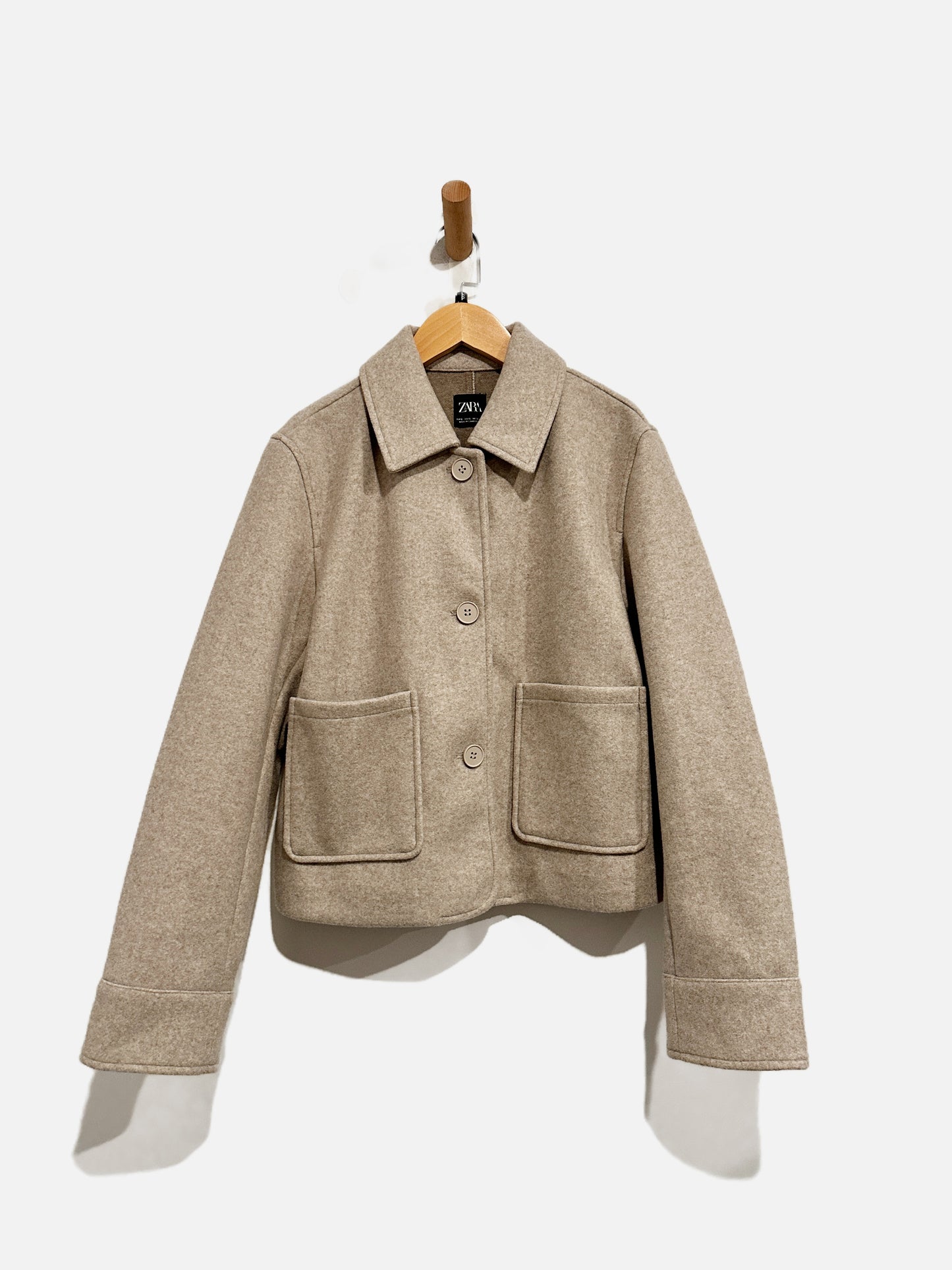 Zara Tan Cropped Jacket - Small