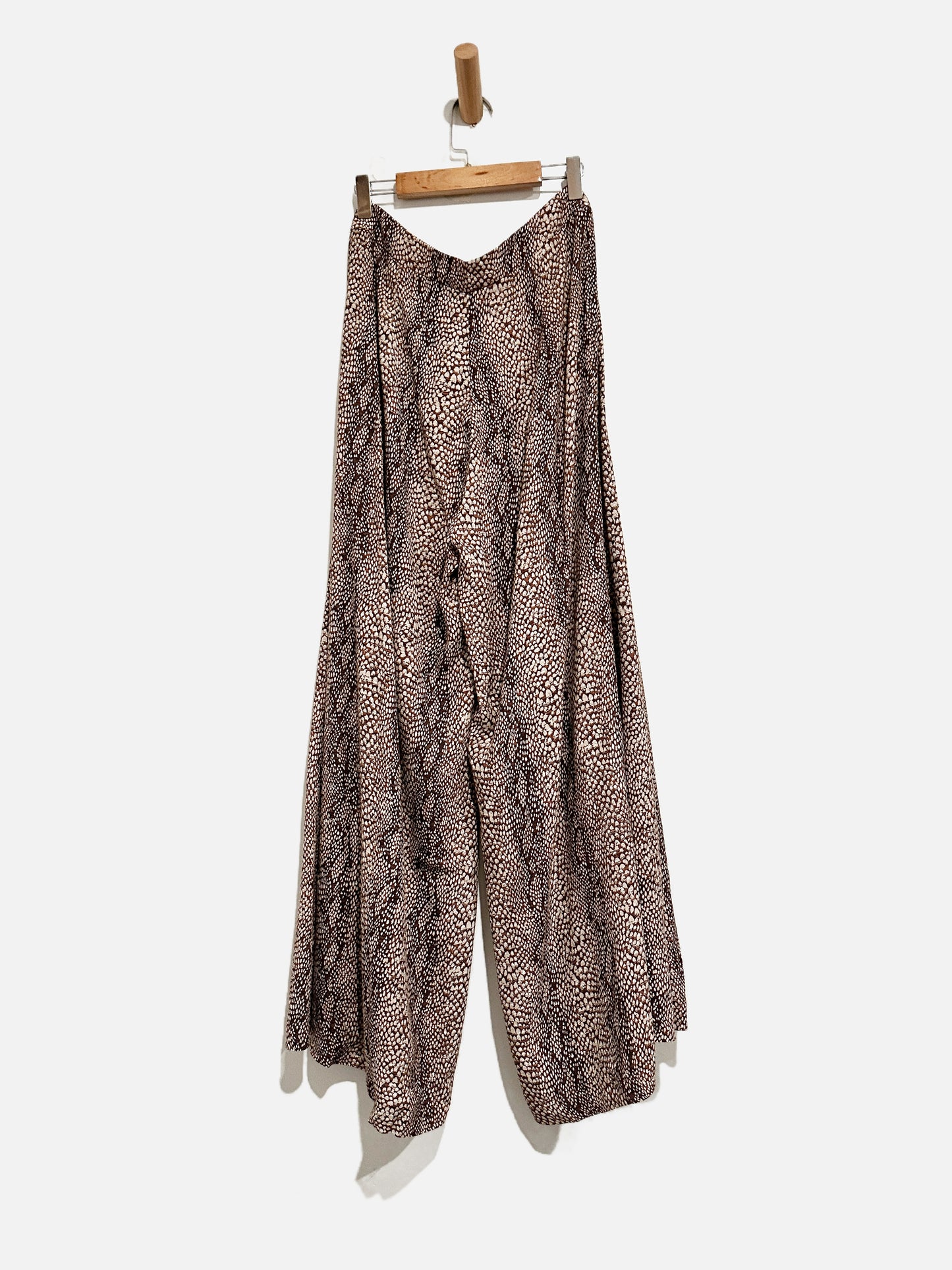 Anthropologie Brown Snake Print Wide Leg Pants-0