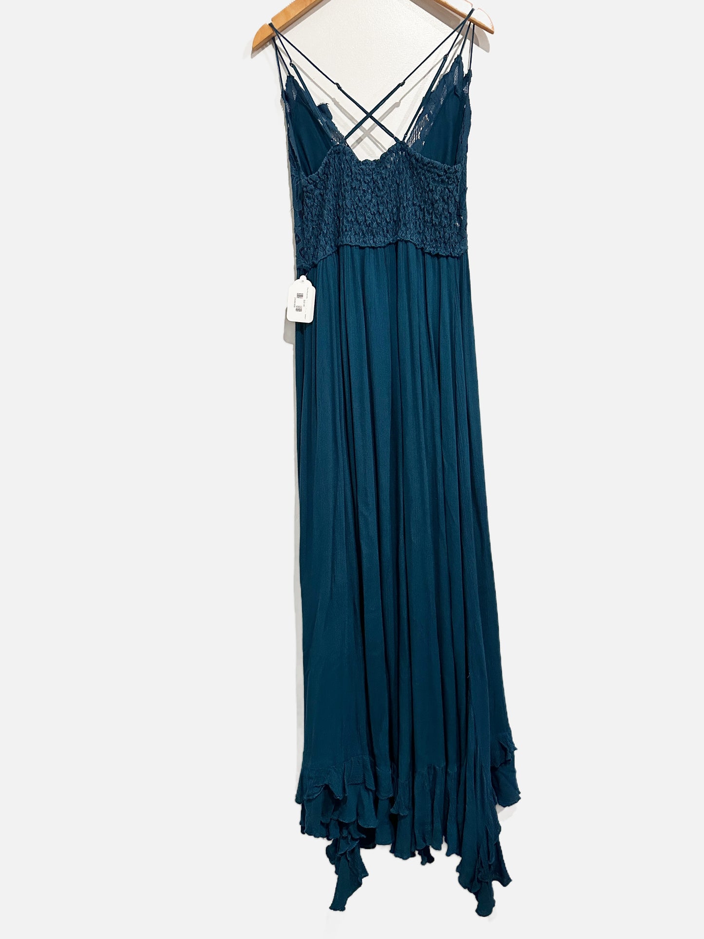 Free People Adella Maxi Slip Dress in Turquoise - Medium