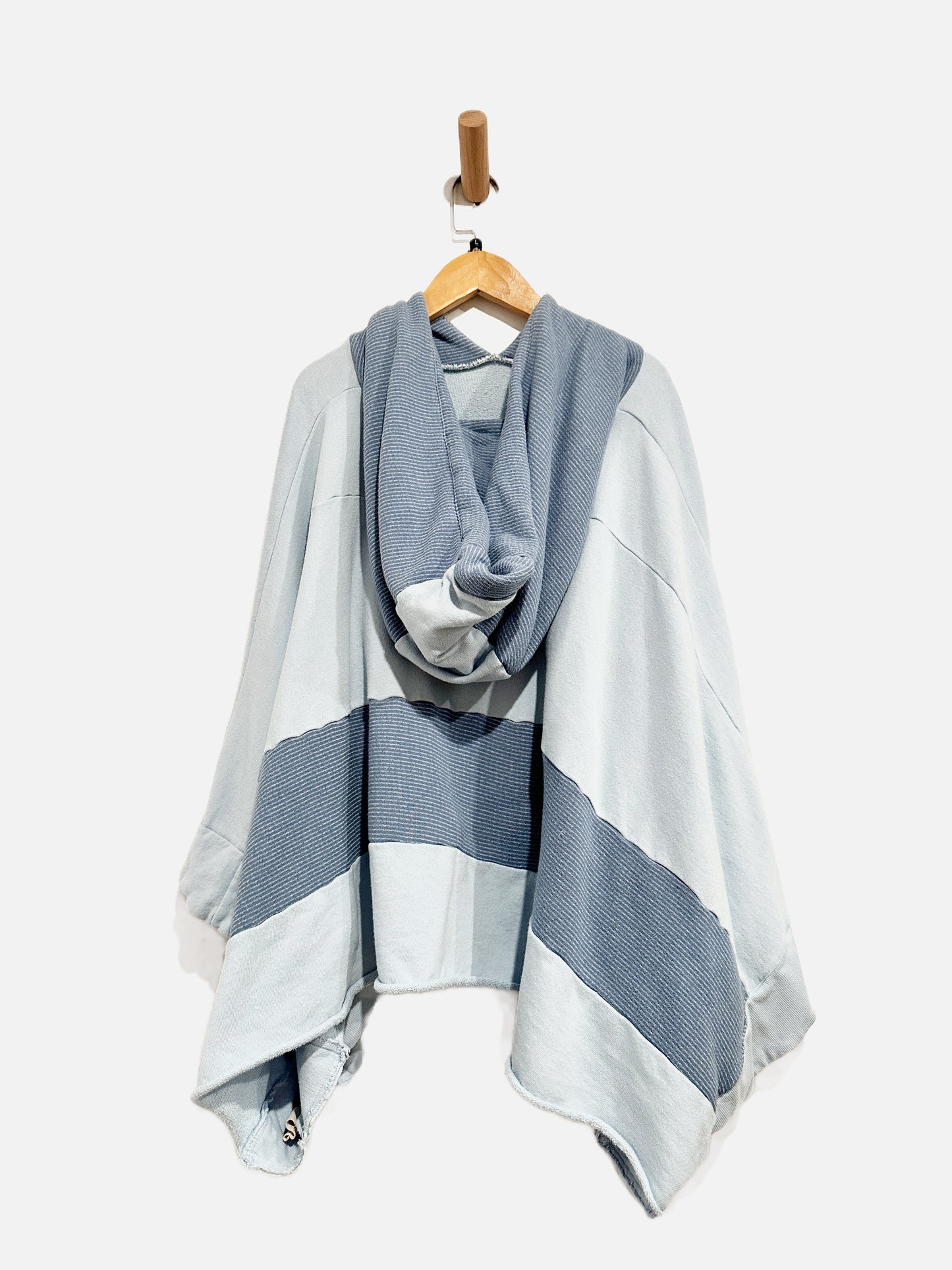 Free People Blue Oversized Stripe Poncho Hoodie - M/L
