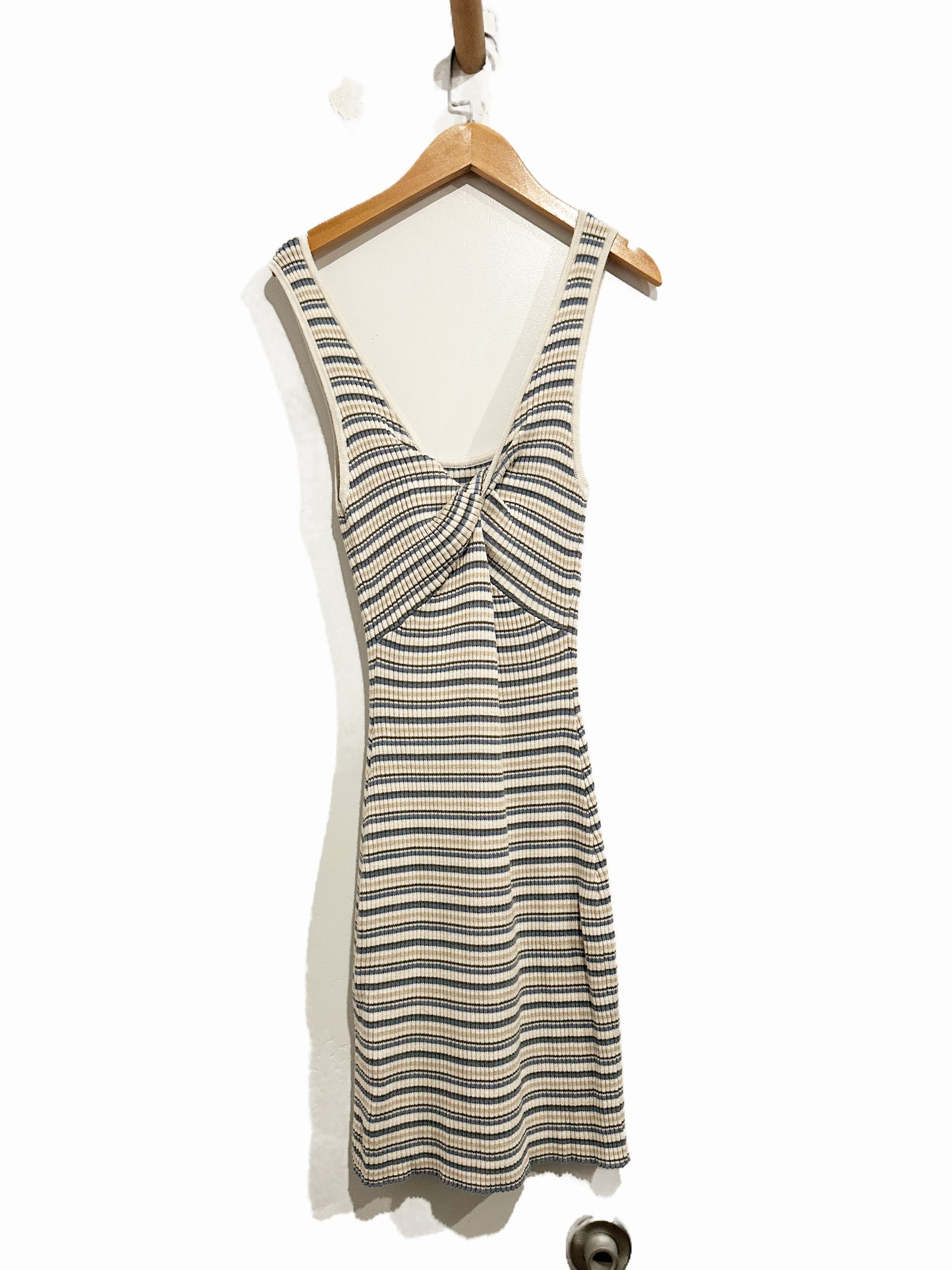 Abercrombie & Fitch Blue/Green/White Ribbed ReversibleMini Dress - Small