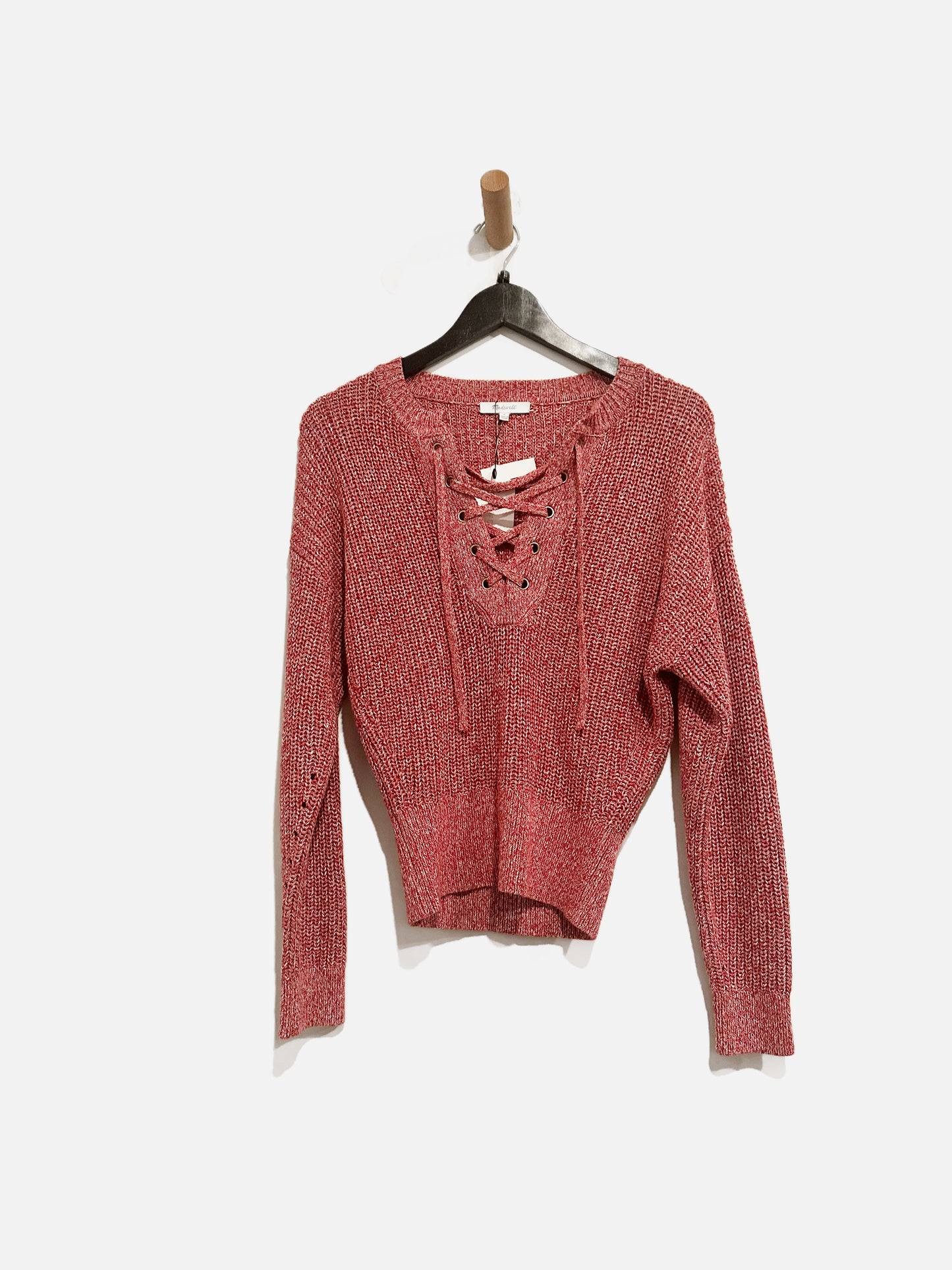 Madewell NWT Red and White Tie Front Sweater - Small