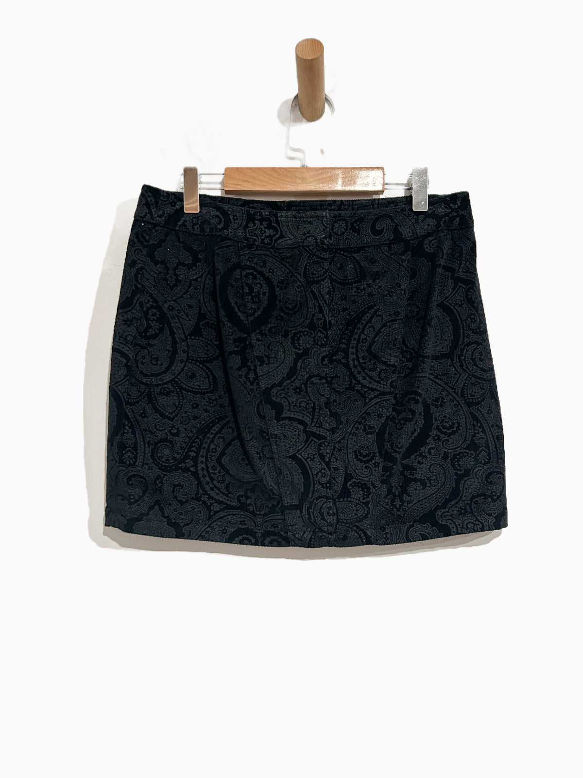 Express Y2K Black Paisley Velvet Mini Skirt - 2