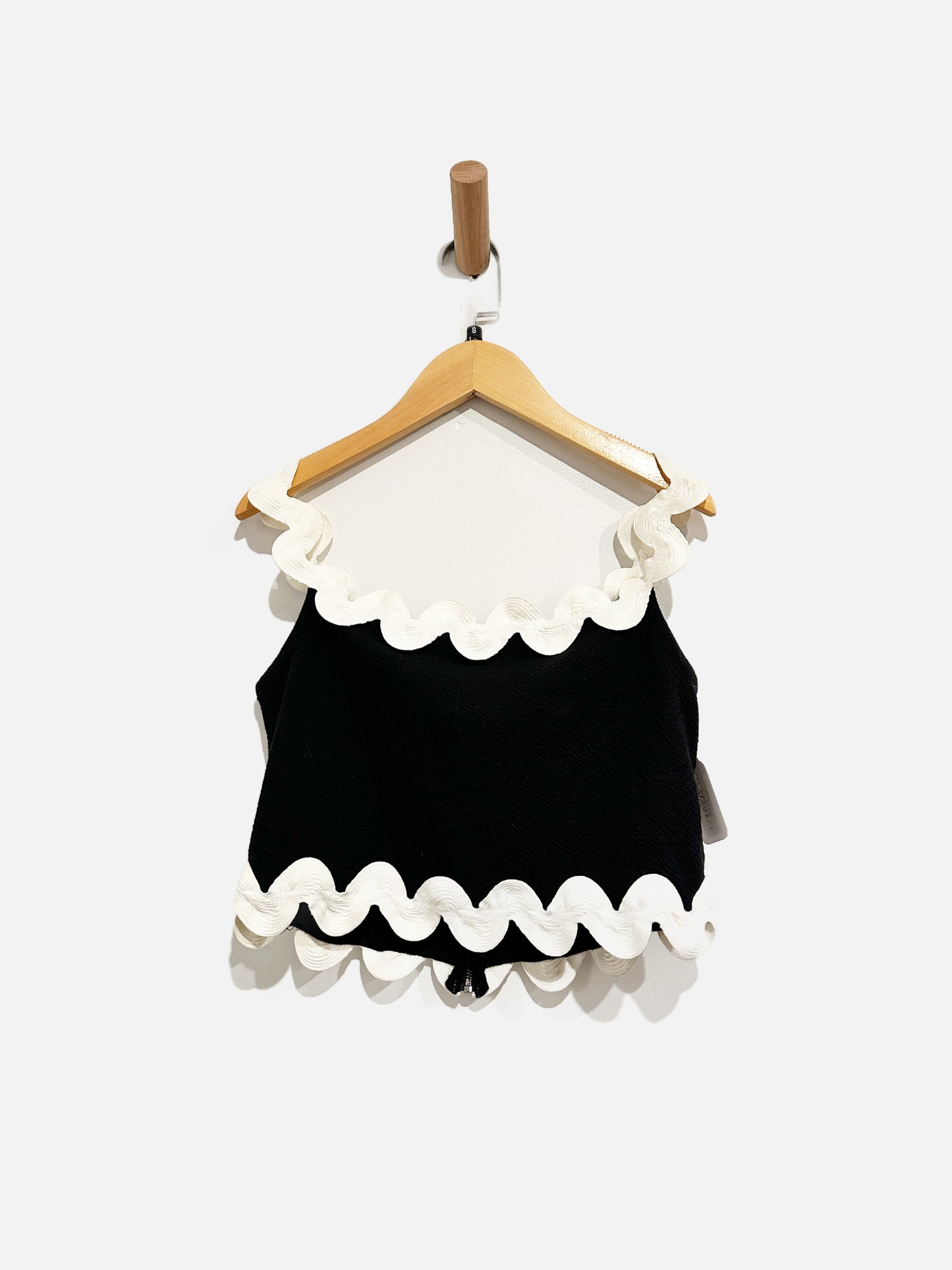 Anthropologie Black Tank w/White Scallop Trim Tank - Small