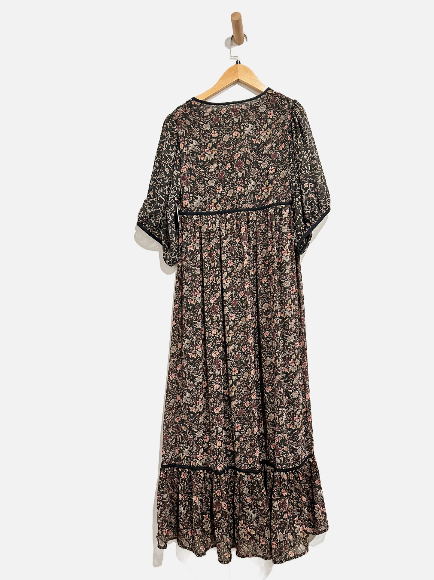 Zara Black Floral Maxi Dress - Small