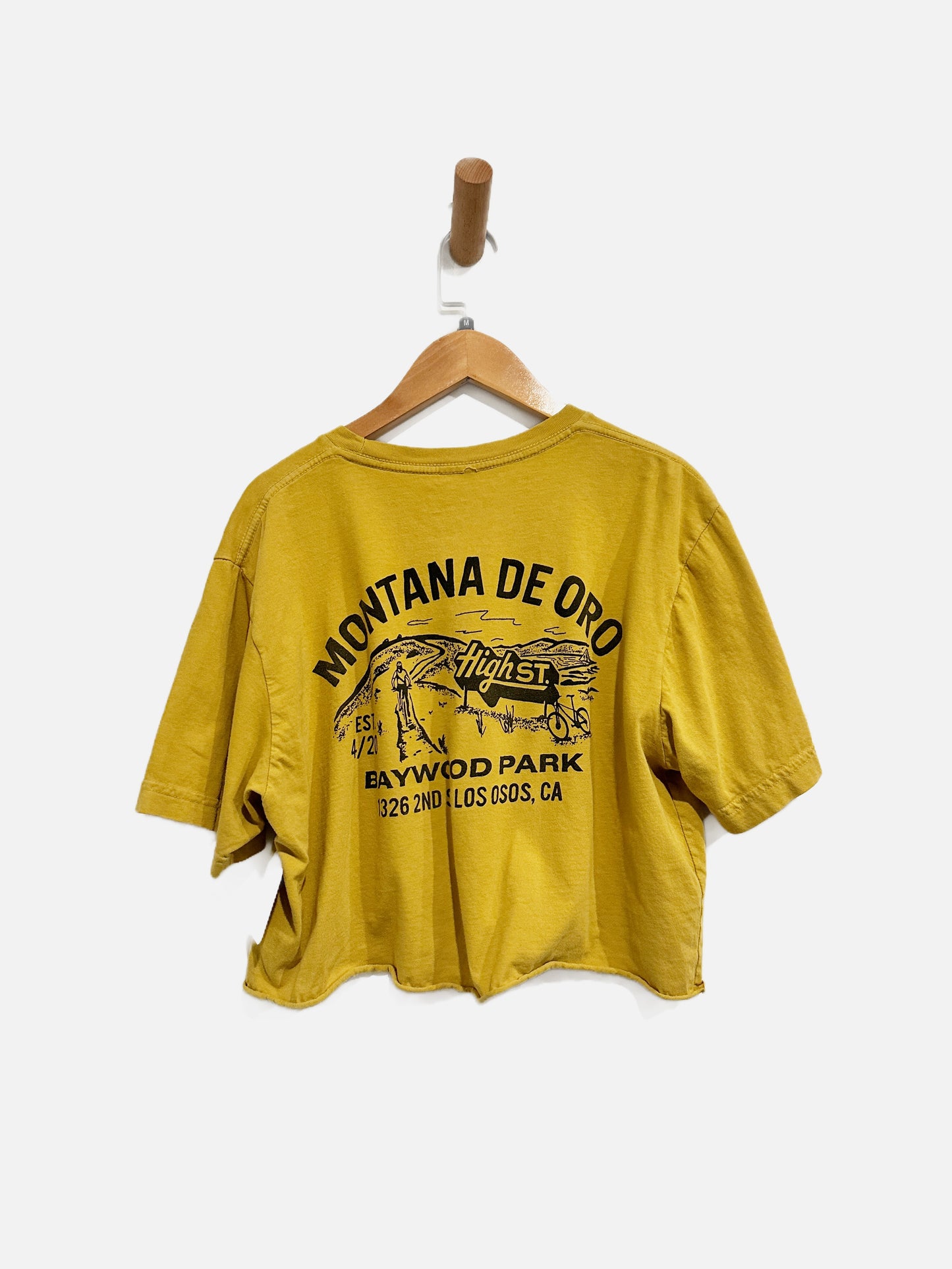 High St Deli Yellow Cropped Graphic Tee - Medium