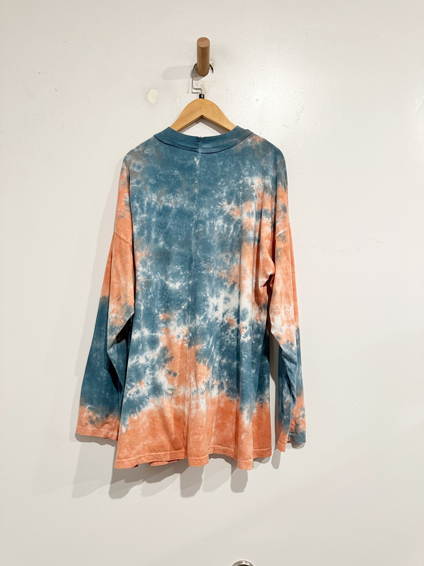 Free People Orange/Blue Tie Dye LS Top -Small