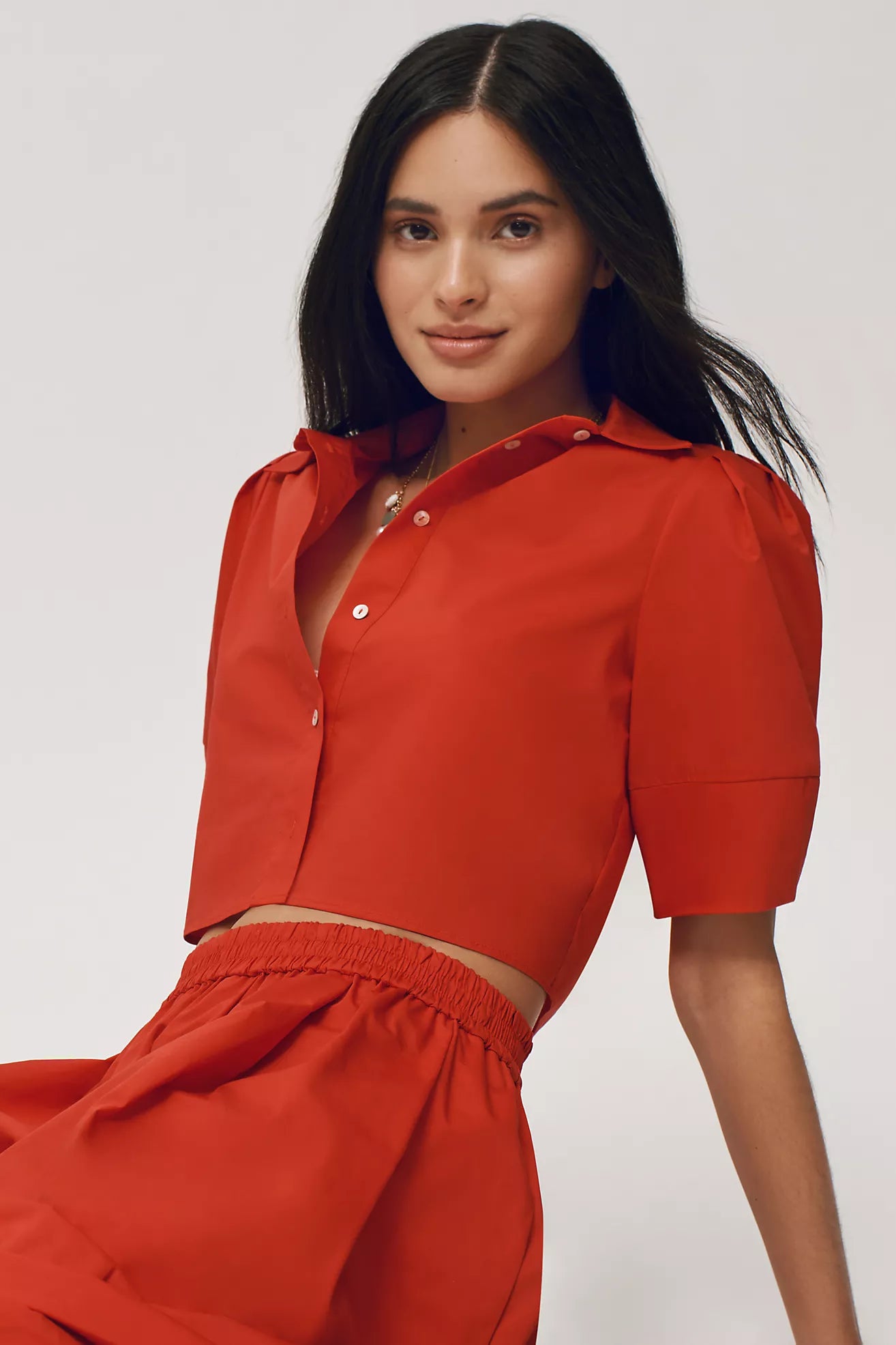 Anthropologie Maeve Red Button Down Blouse - Large