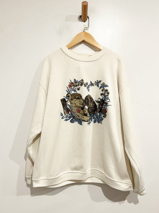 Bobbie Brooks Cream Vintage Puppy and Cat Sweatshirt