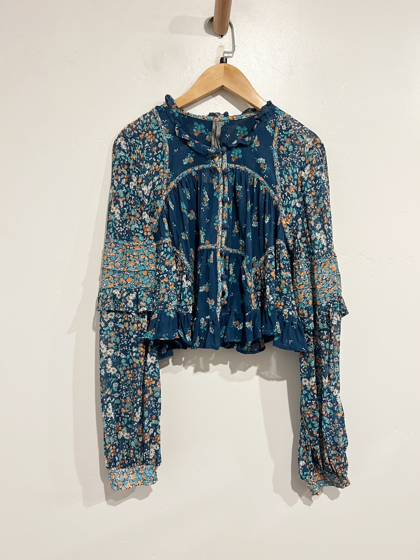 Anthropologie Sheer Babydoll Blouse - Small