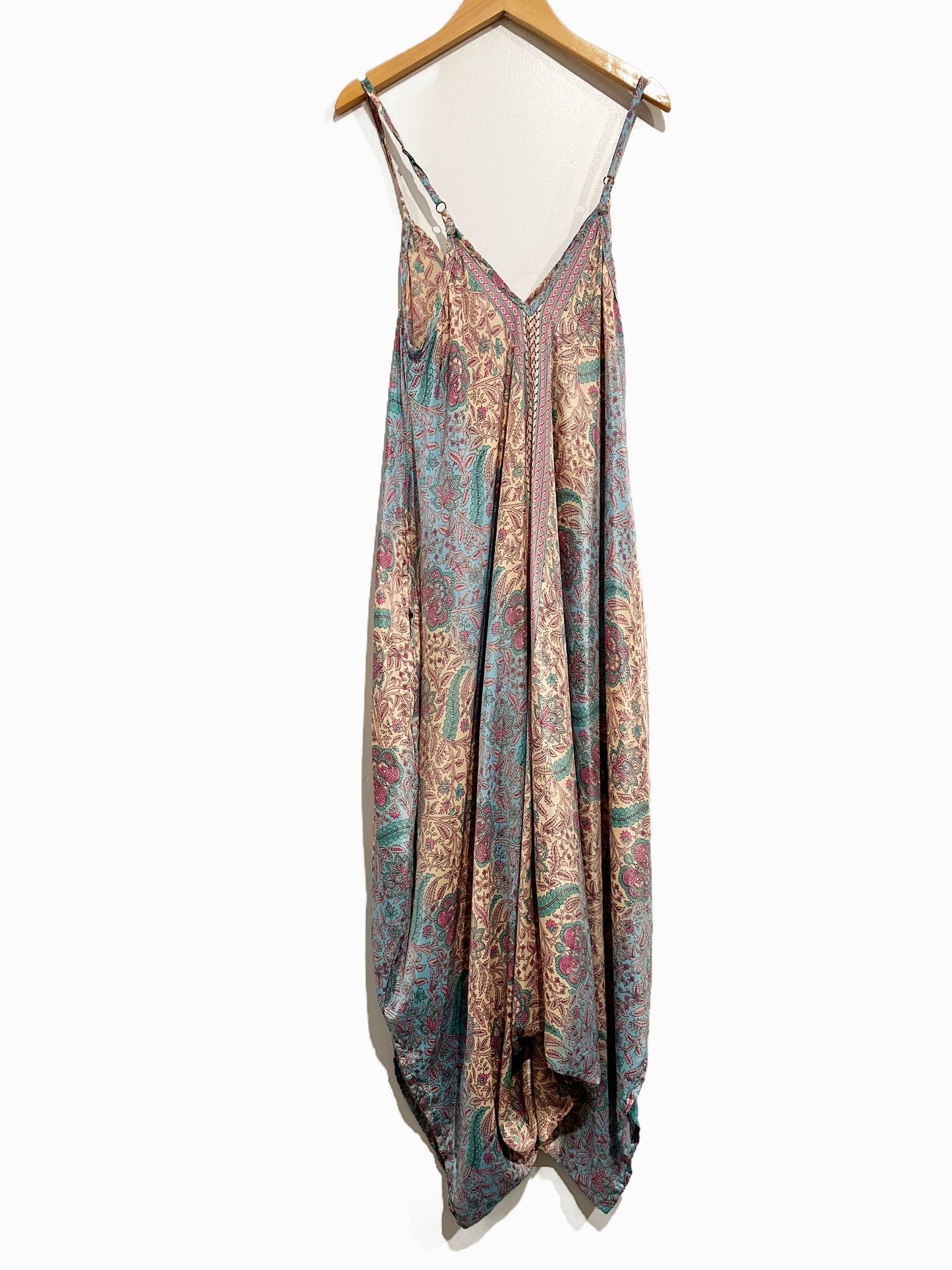 Paani Blue/Pink Paisley Print Jumpsuit - Small