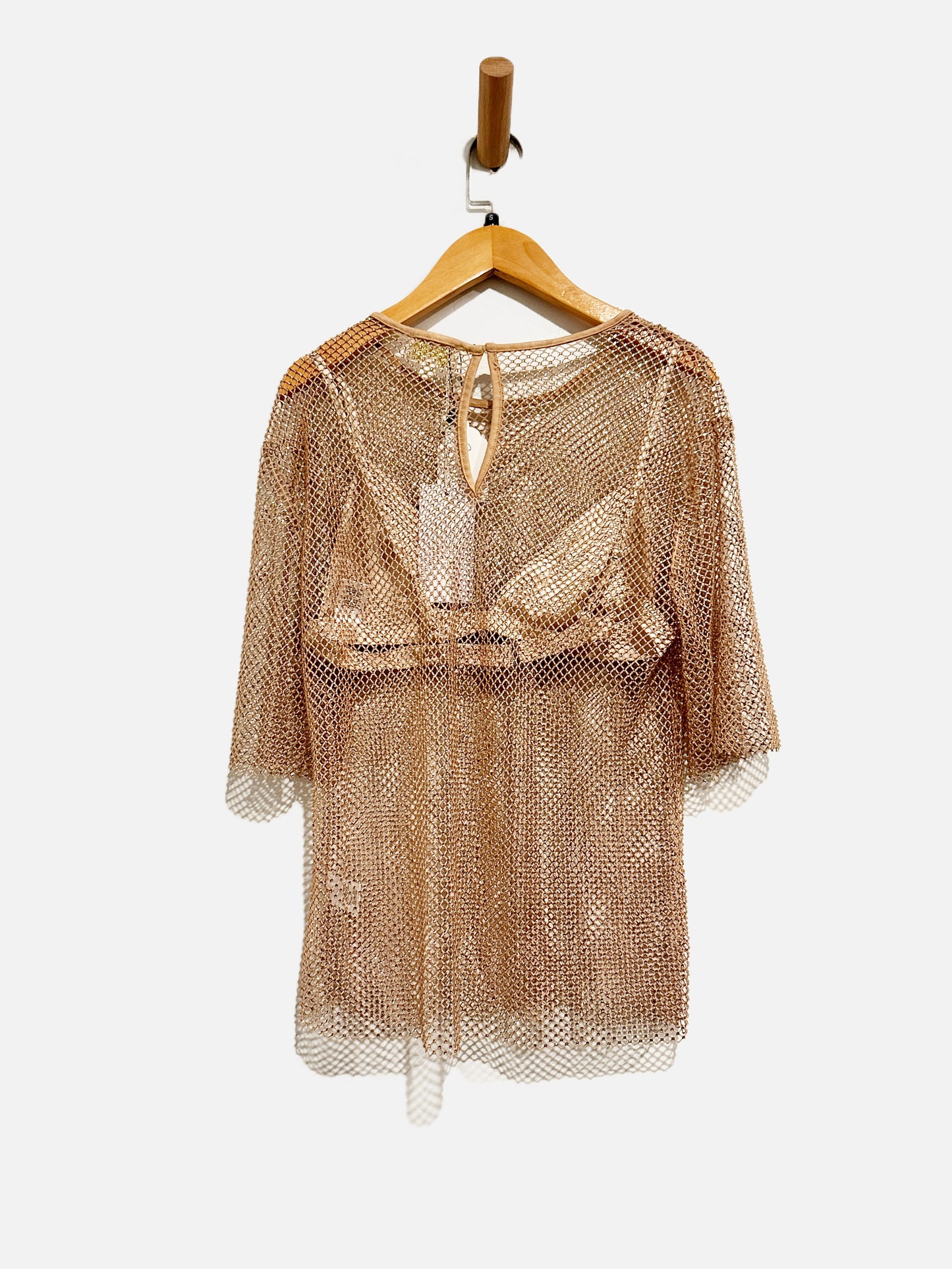 Torn by Ronny Kobo Pink Samm Studded Mesh Top - Medium