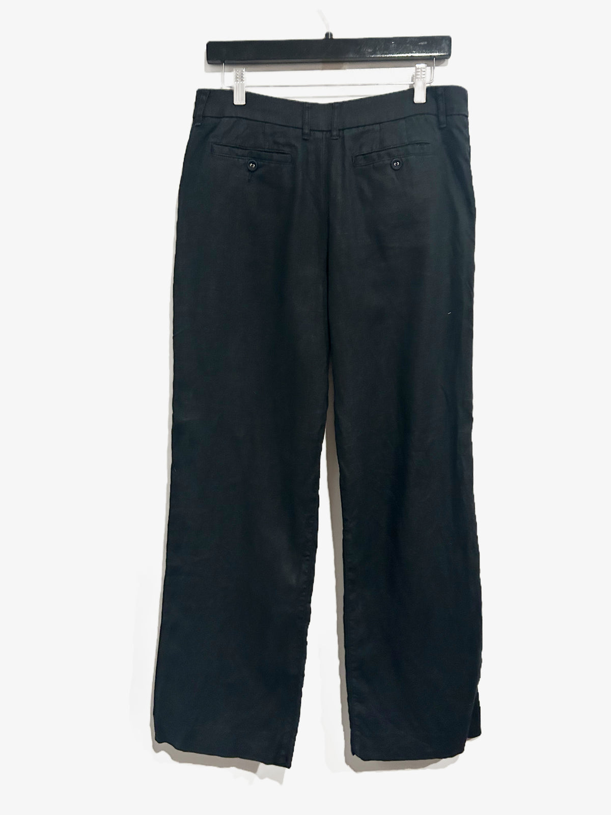 Garnet Hill Classic Linen Trousers in Black - 10