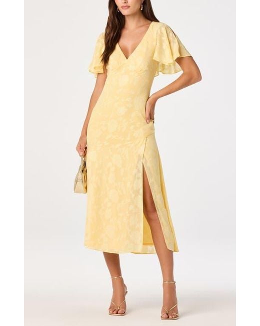 astr gold dress Yellow Floral Flutter Sleeve Midi our collections continually feature Color:Dark Rose Award Dinner Dress 59min30sale4/26