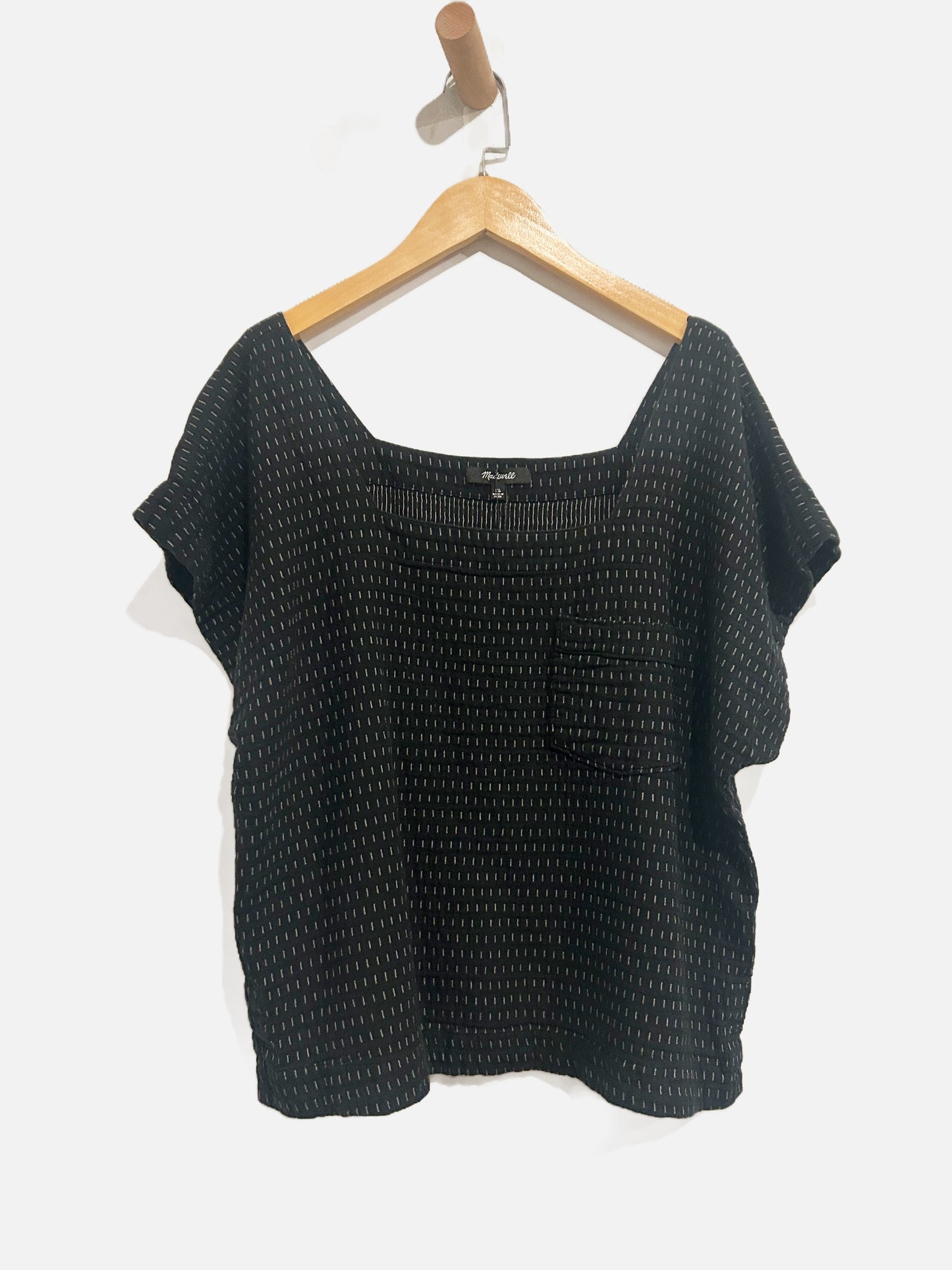 Madewell Black Square Neck Top - XL