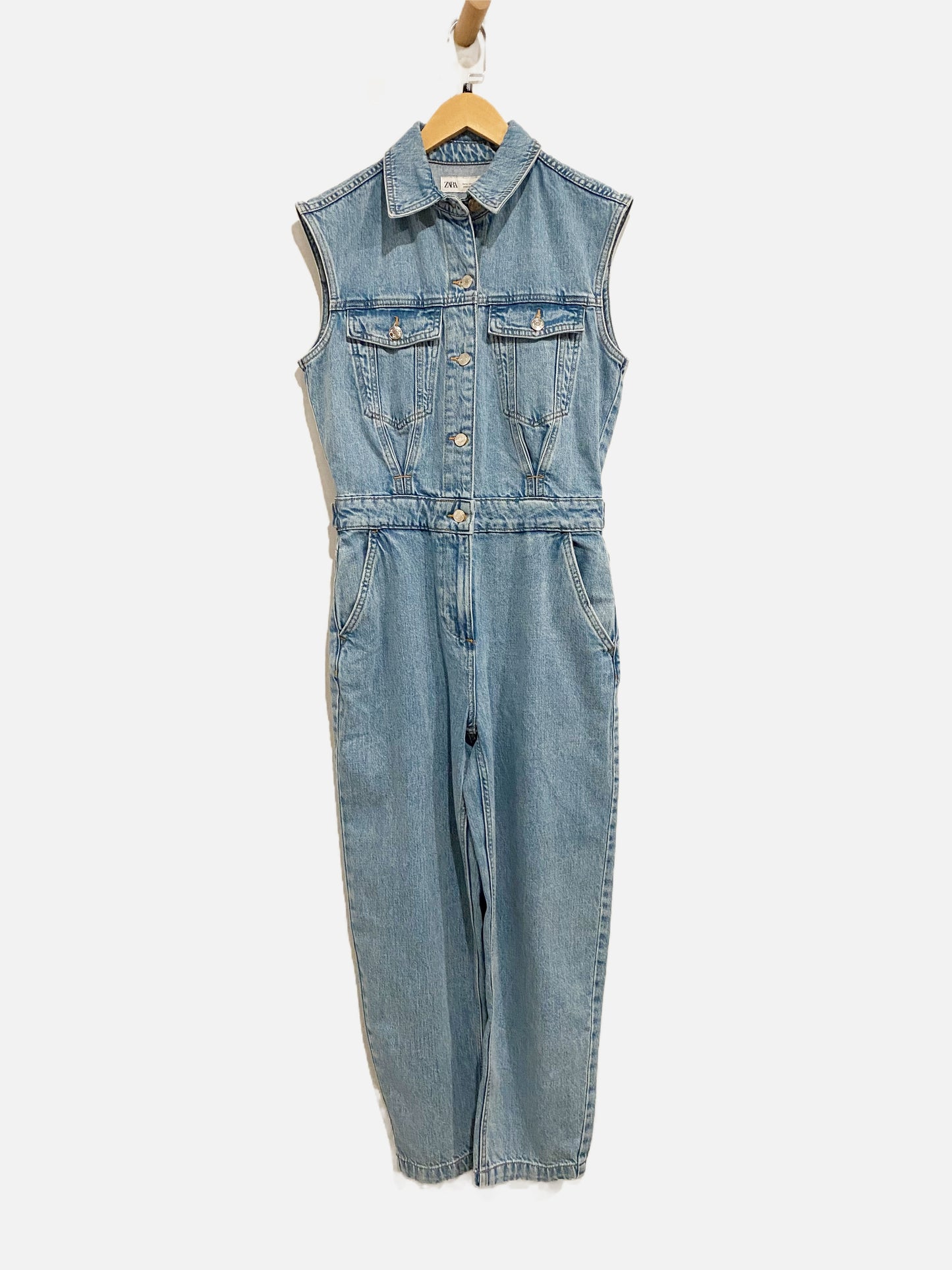 Zara Denim Sleeveless Jumpsuit - Small