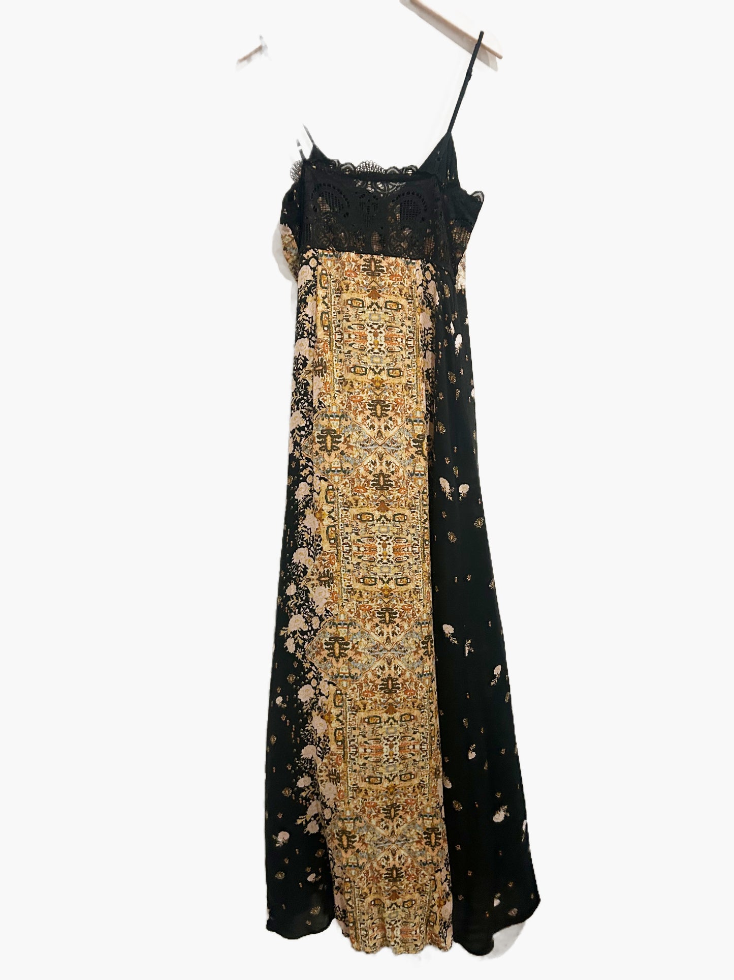 Free People Intimately Morning Song Maxi Dress in Black Combo - Small