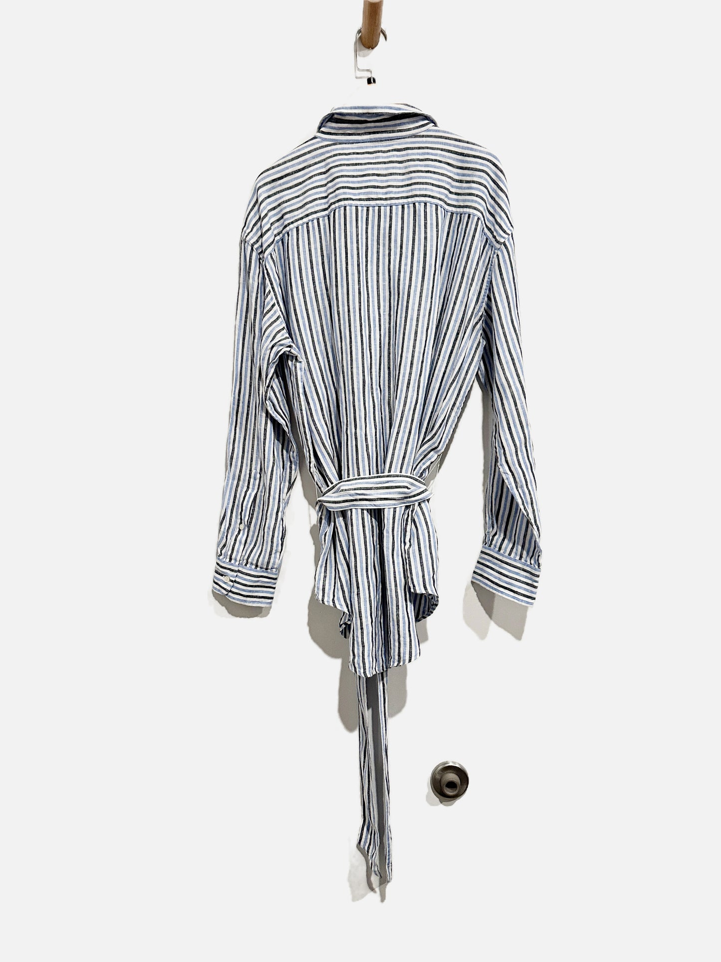 Lauren Ralph Lauren Blue and White Stripe Button Down Tunic - Large