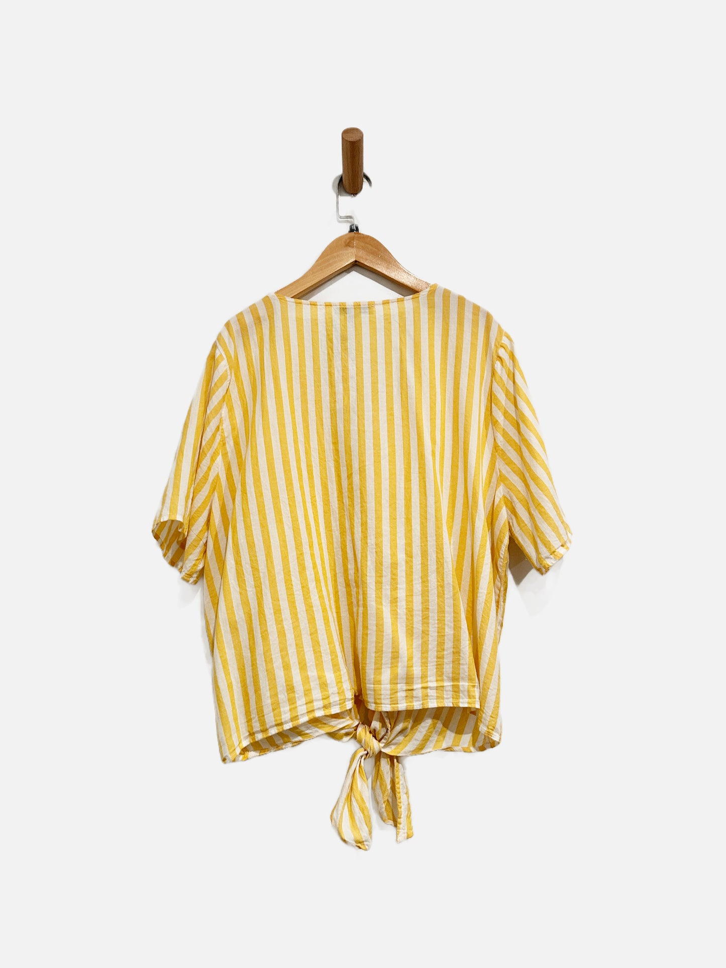 Madewell Agency Yellow and White Stripe Button Front Blouse - XL