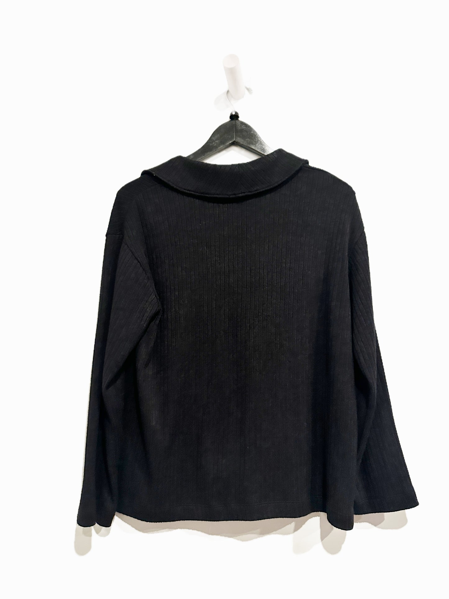 Madewell Relaxed Long-Sleeve Polo Tee in Jet Black - Small