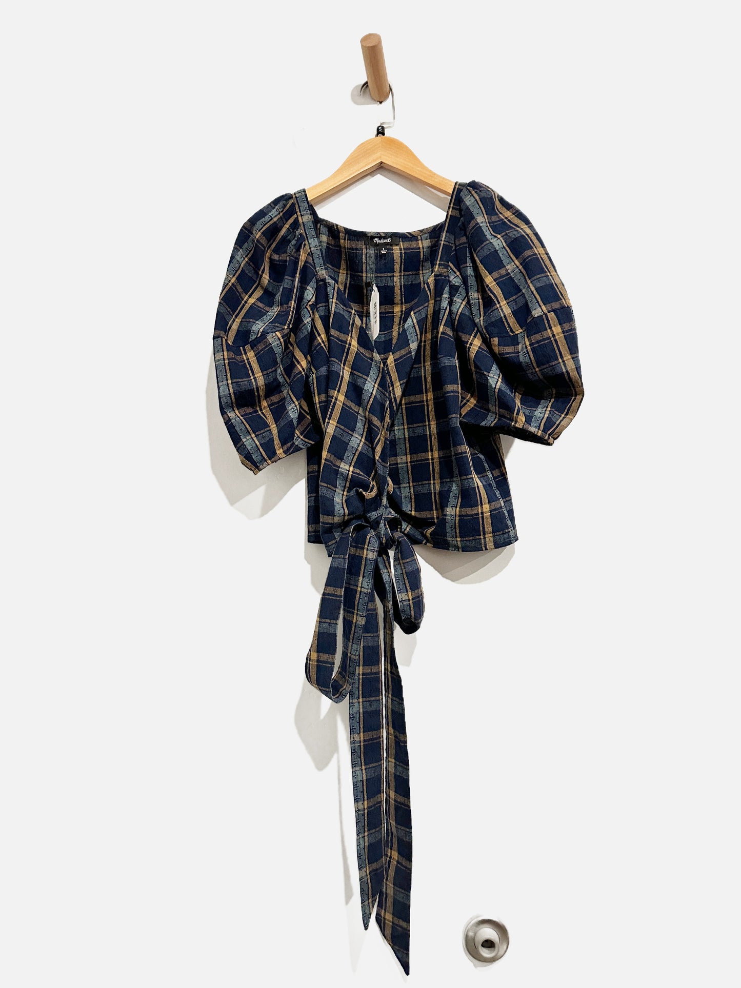 Madewell Navy Sweetheart Wrap Top - Small