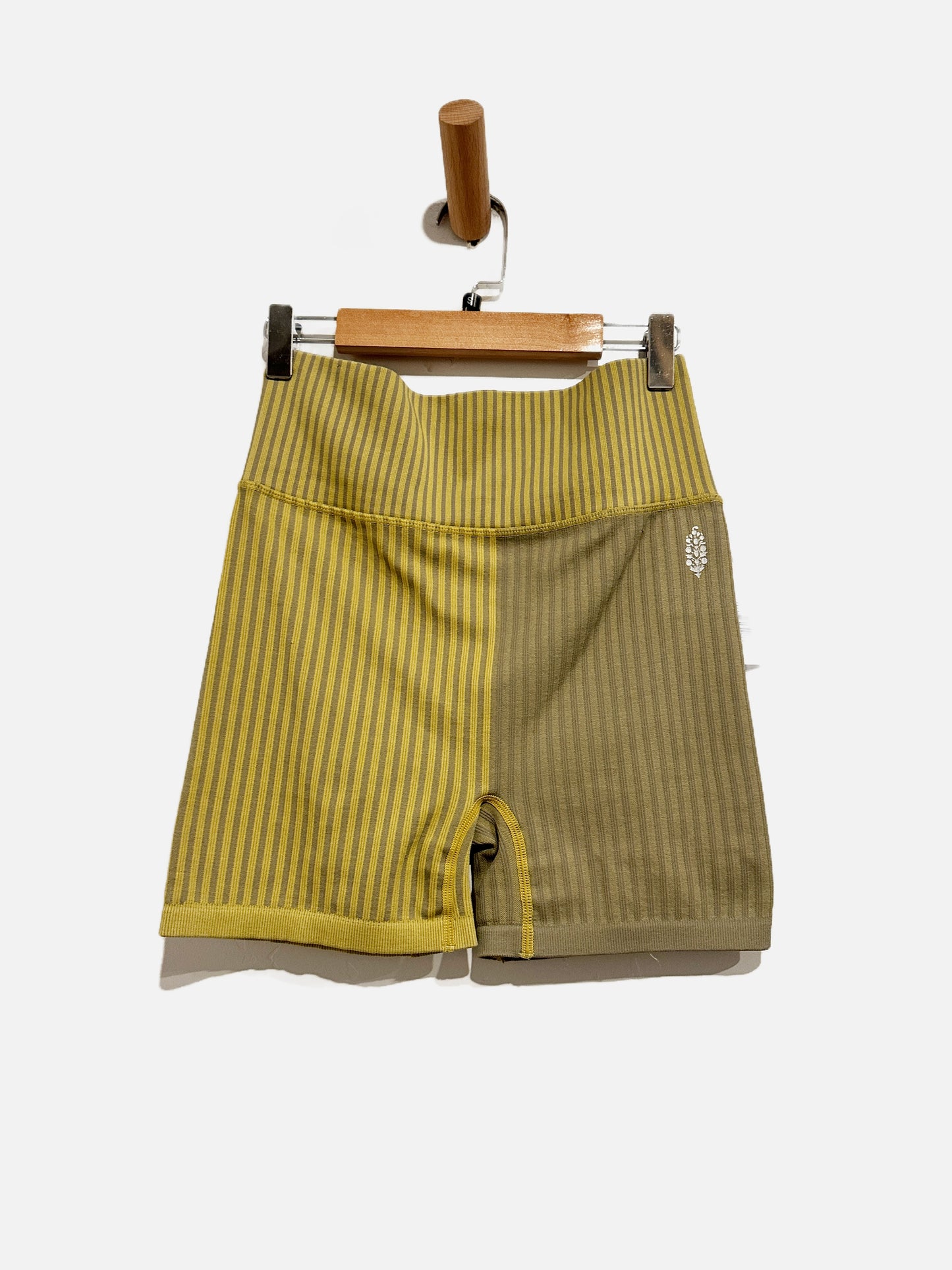 Free People Movement Yellow & Gray Striped Bike Shorts - XS/S
