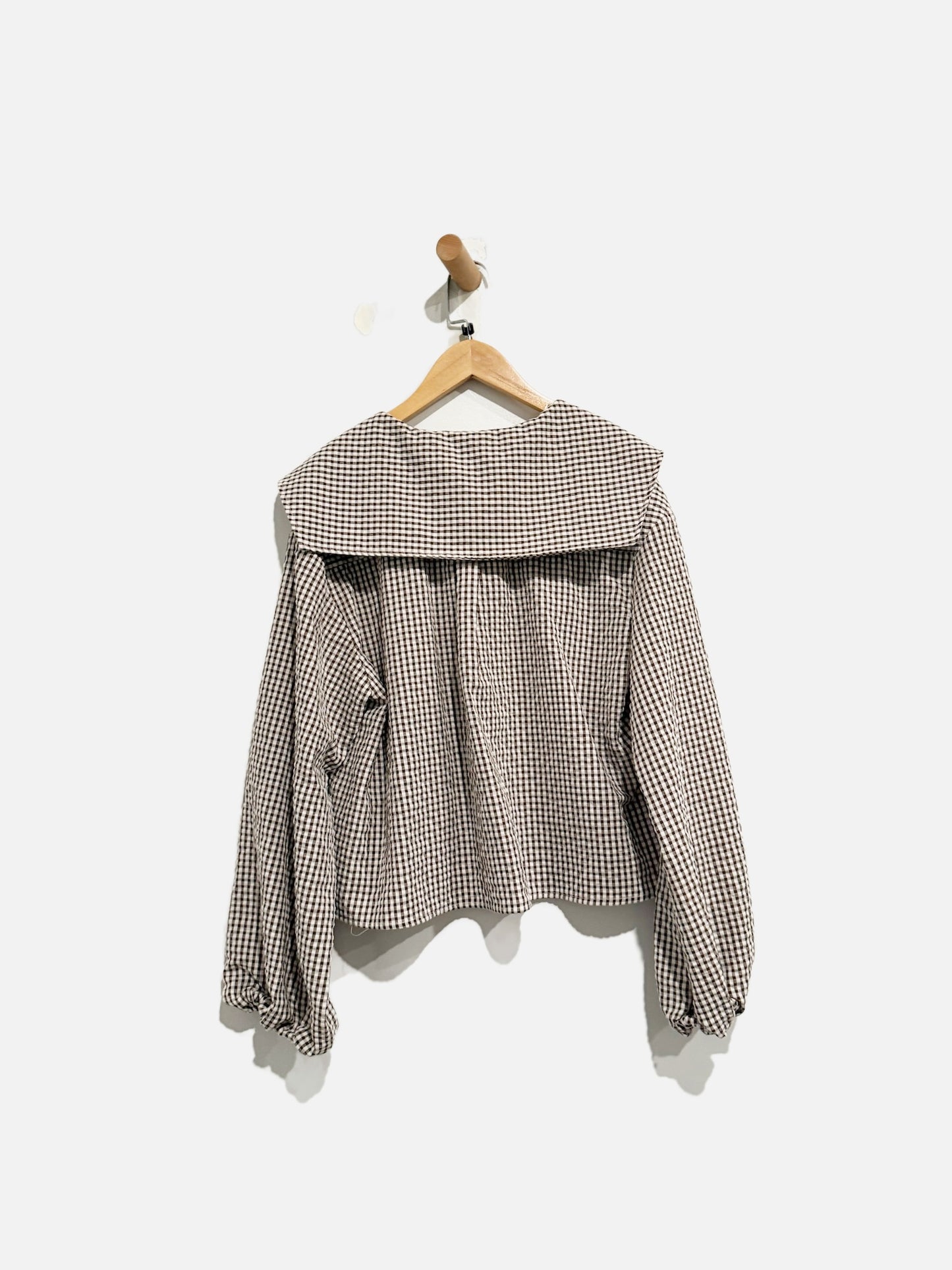 Zara Brown Gingham Blouse - Large