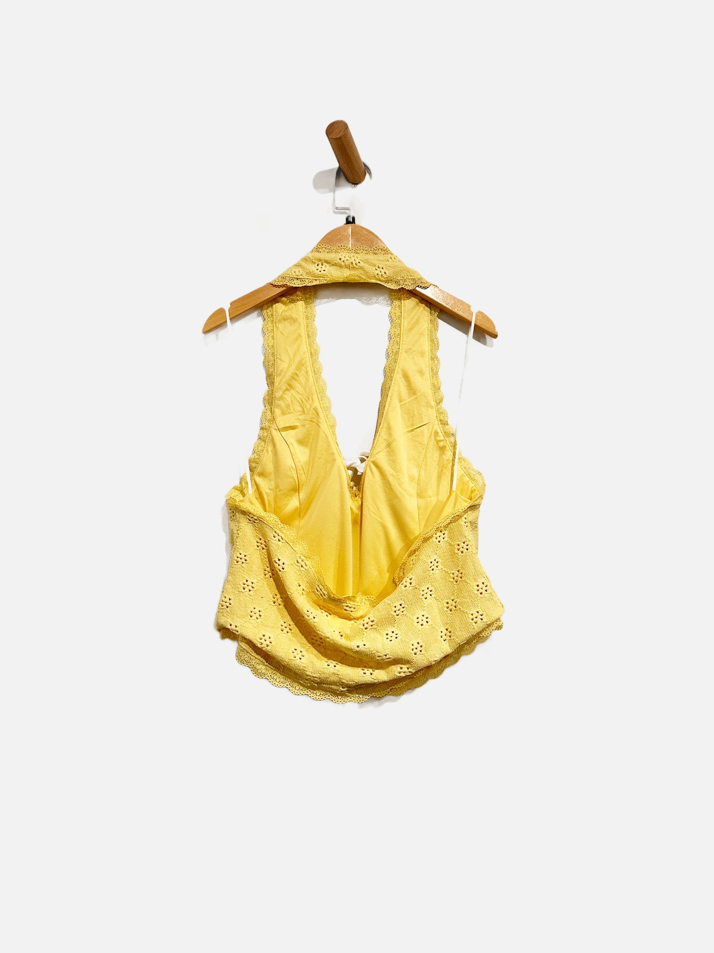 Kimchi Blue Yellow Eyelet Lace Halter Tank - XL