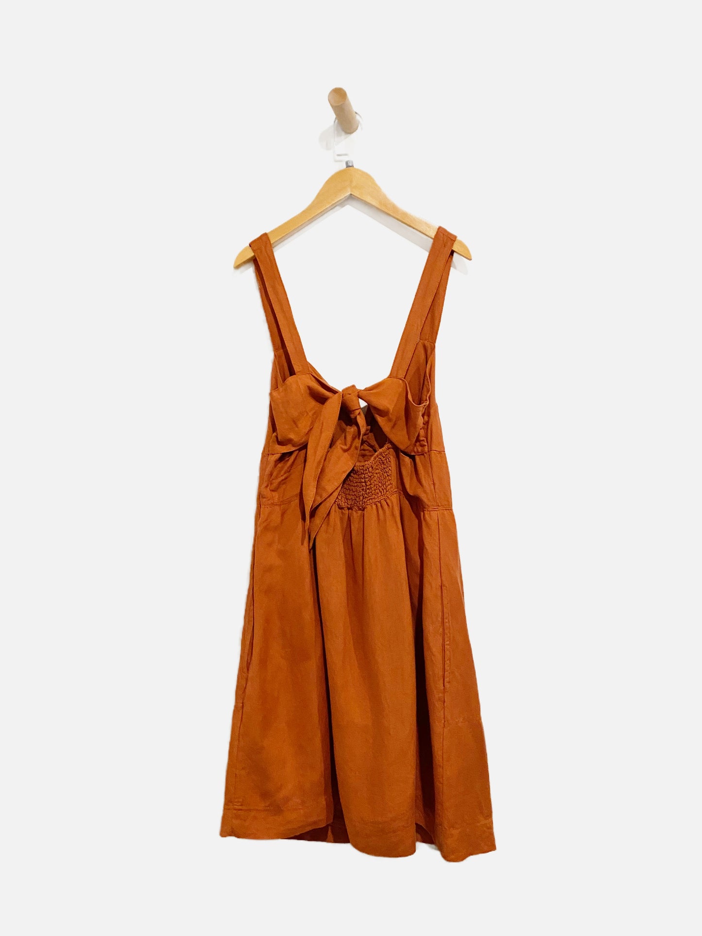 Anthropologie Maeve Orange Linen Button Front Dress - Large