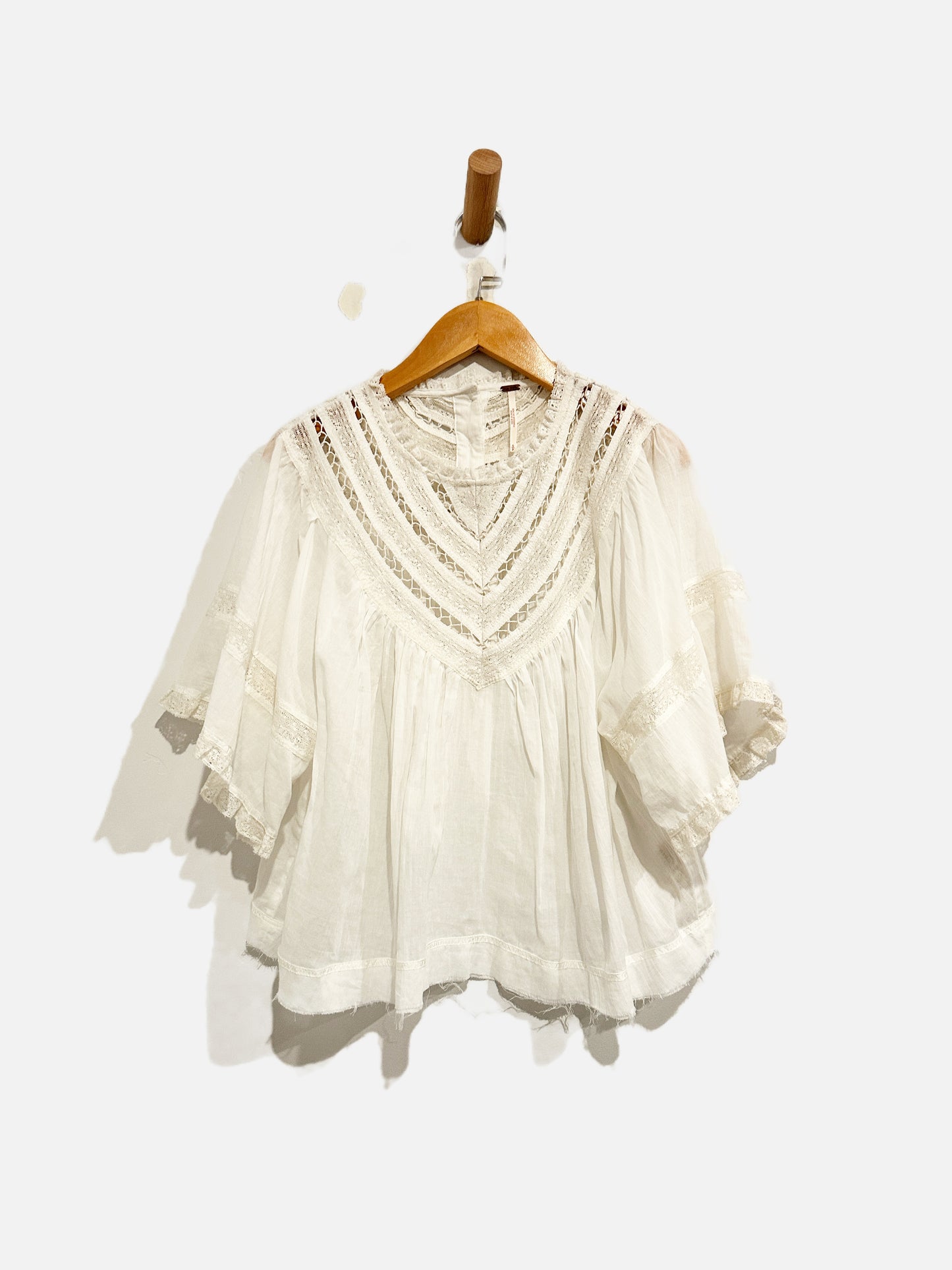 Free People White Lace SS Top - Small
