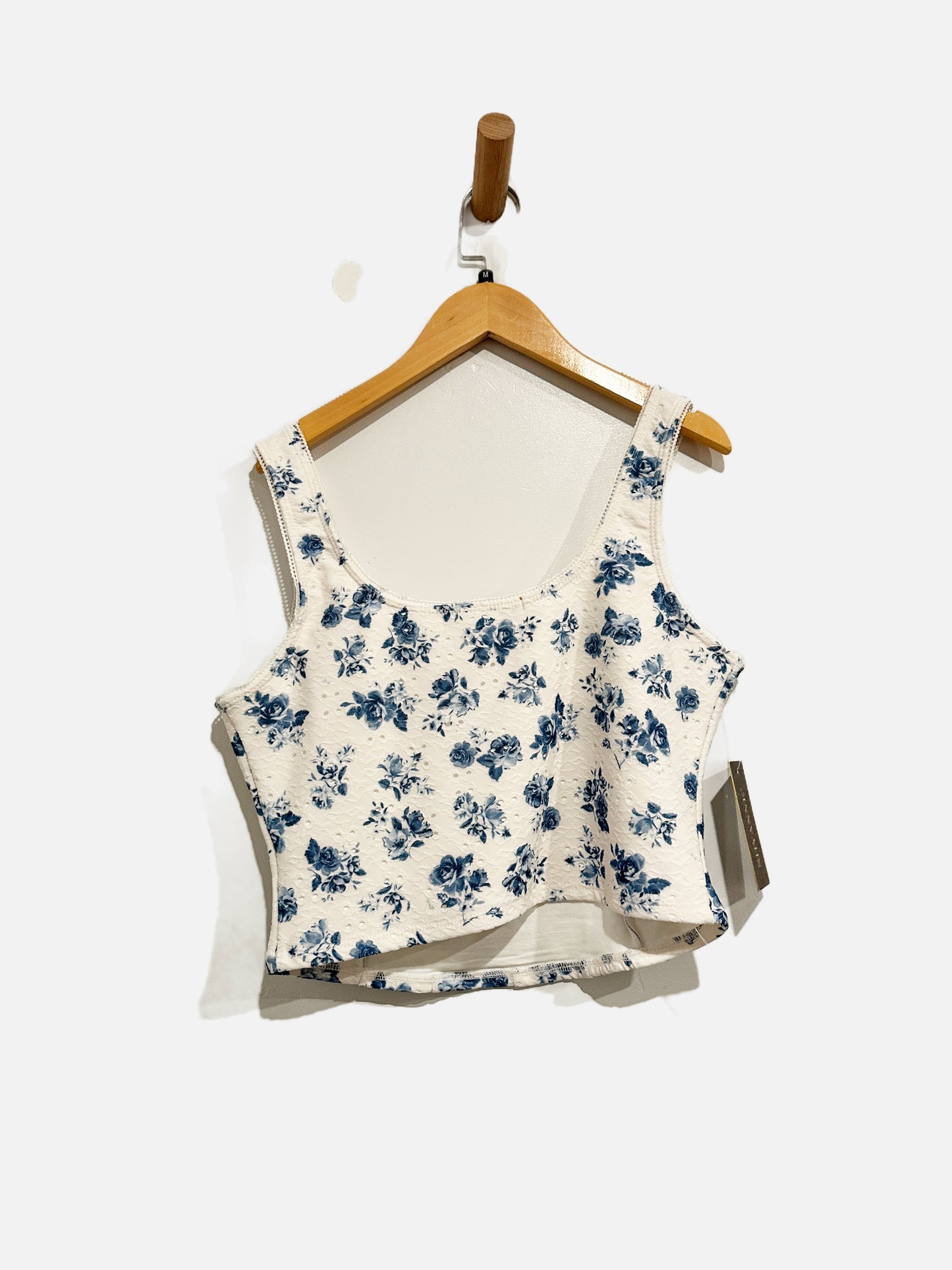 Shyanne NWT White and Blue Floral Bustier Top - Medium