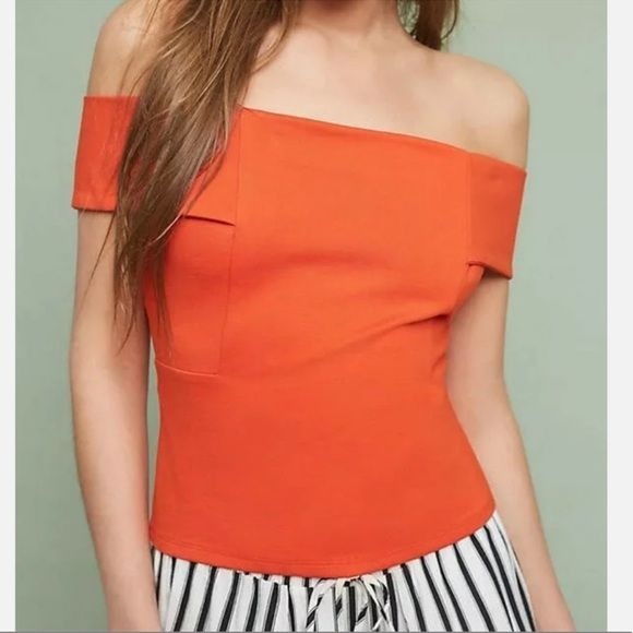 Anthropologie Deletta Orange OTS Top Size Small