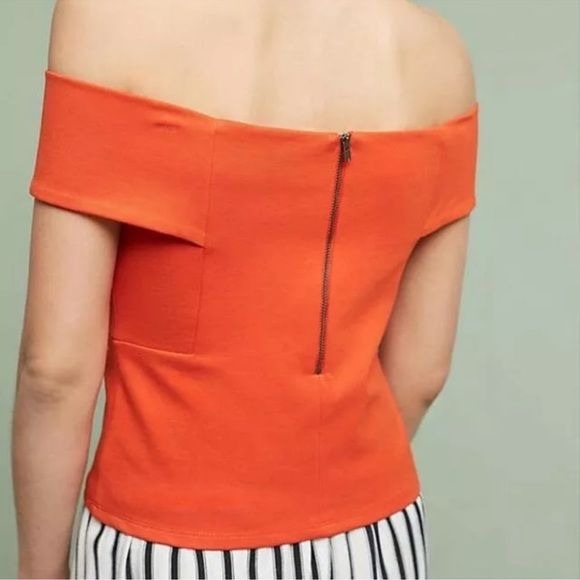 Anthropologie Deletta Orange OTS Top Size Small