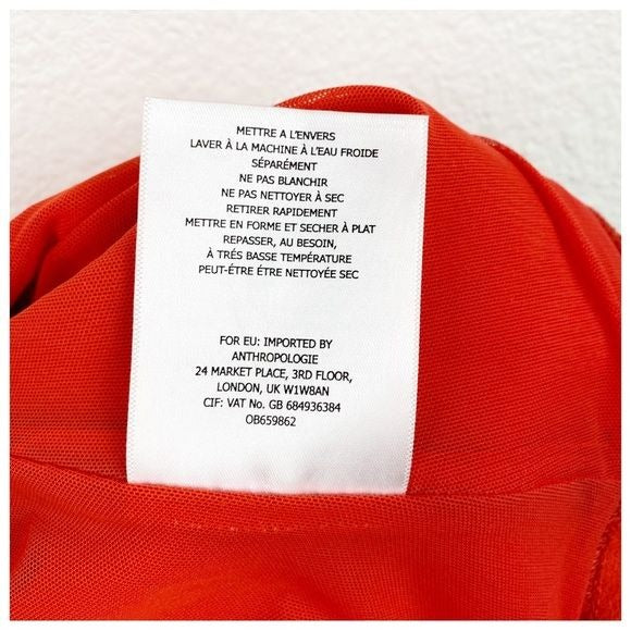 Anthropologie Deletta Orange OTS Top Size Small