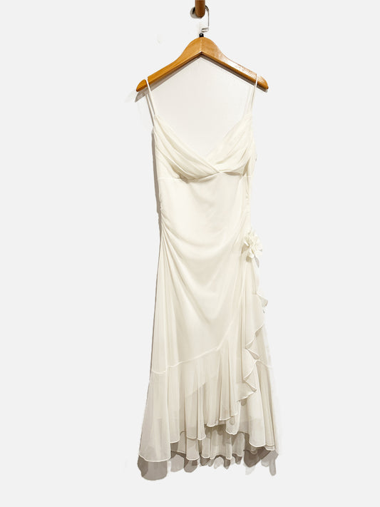 City Triangles Y2K White Ruffle Mini Dress - Medium