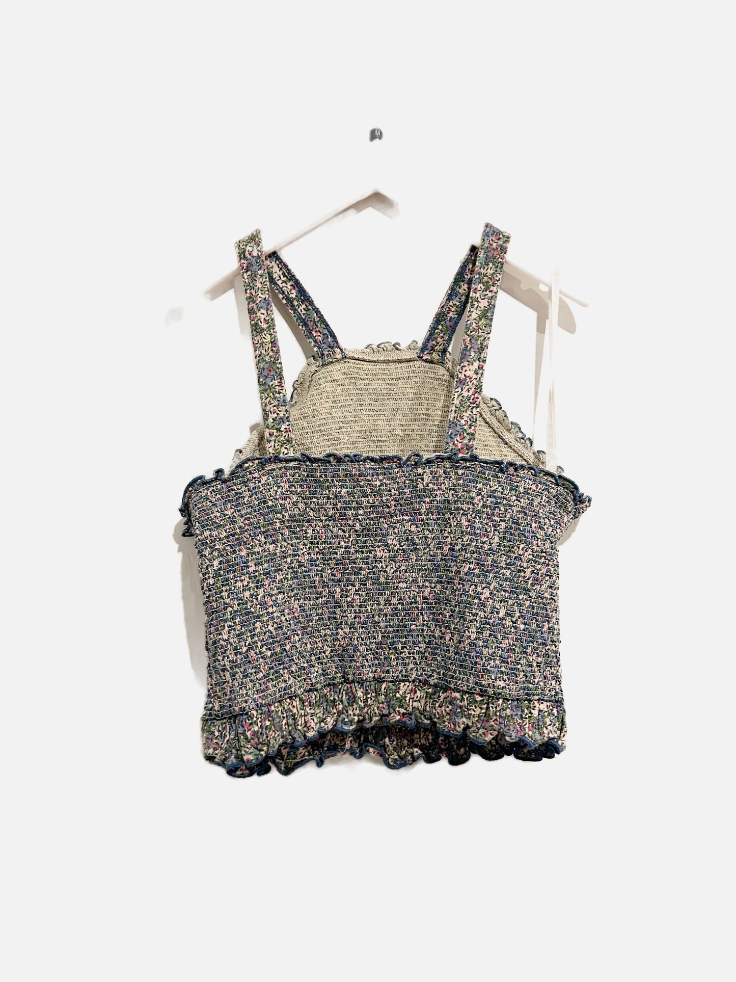 Anthropologie Blue Floral Smocked Tank Top - Medium