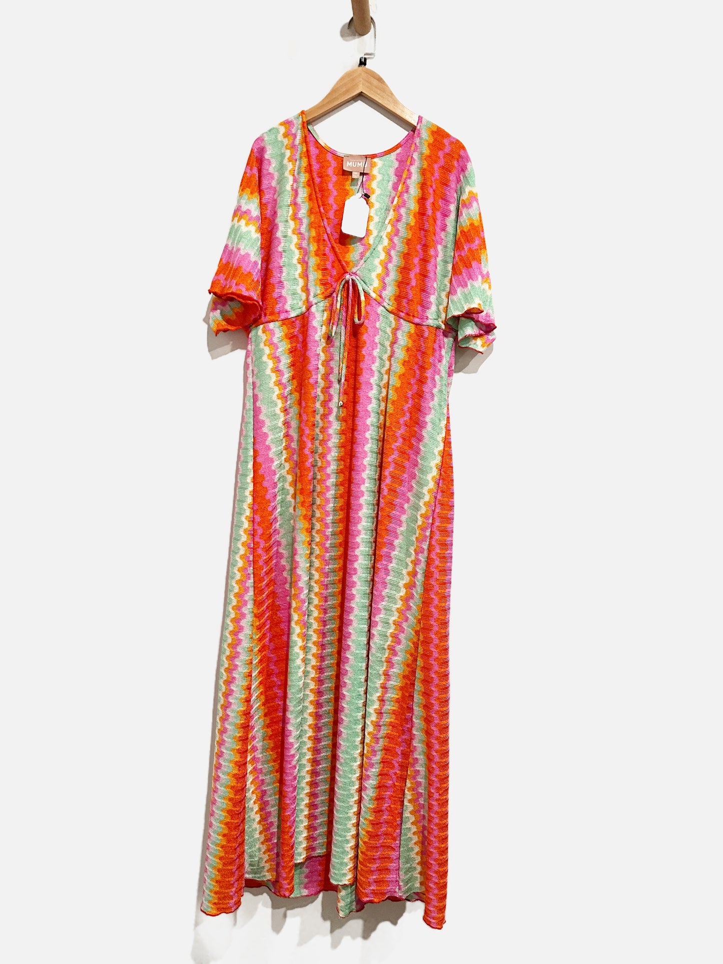 Show Me Your Mumu Colorful Tie Front Maxi Dress - Medium