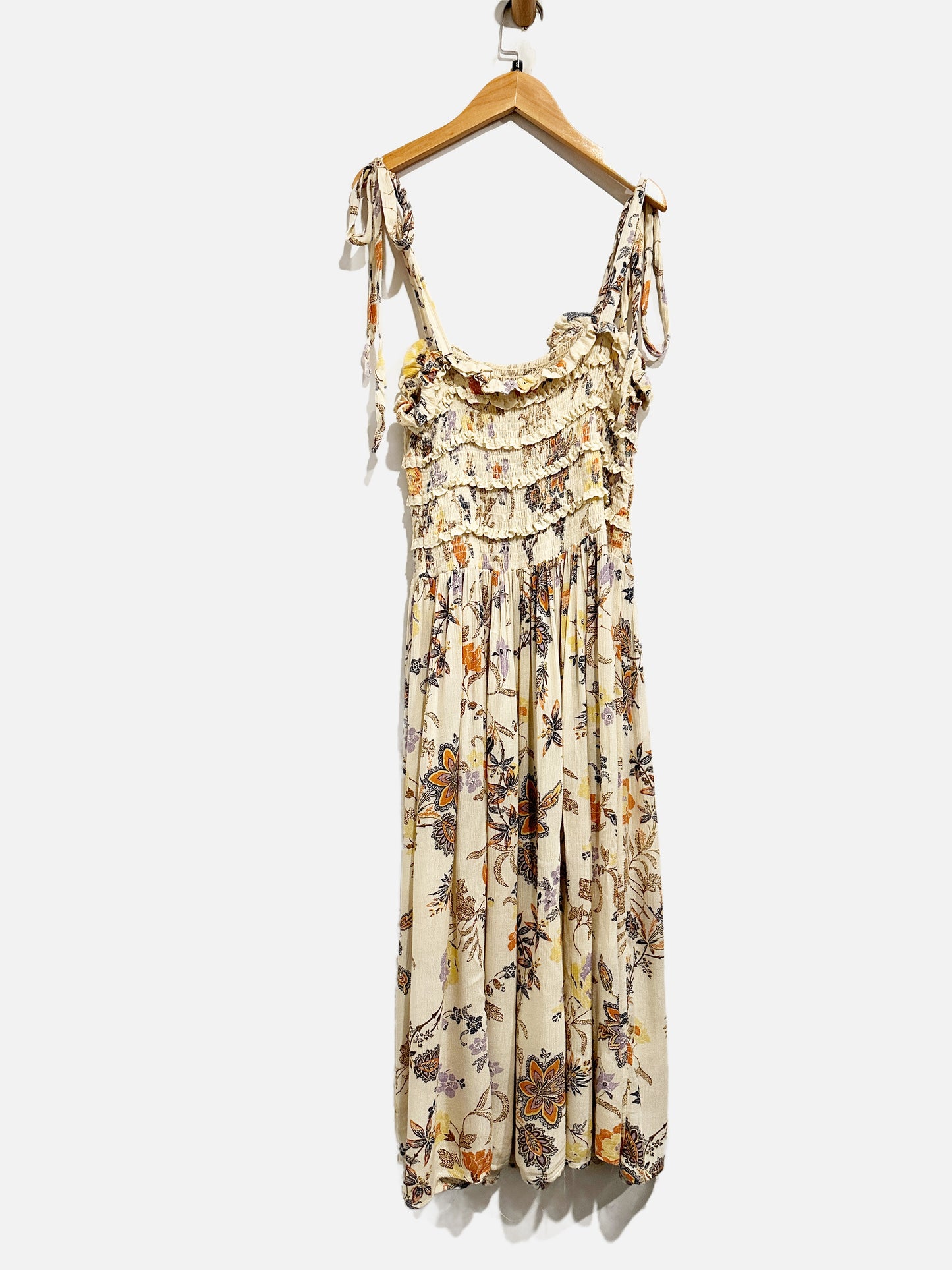 Free People Isla Cream Floral Midi Dress - Small