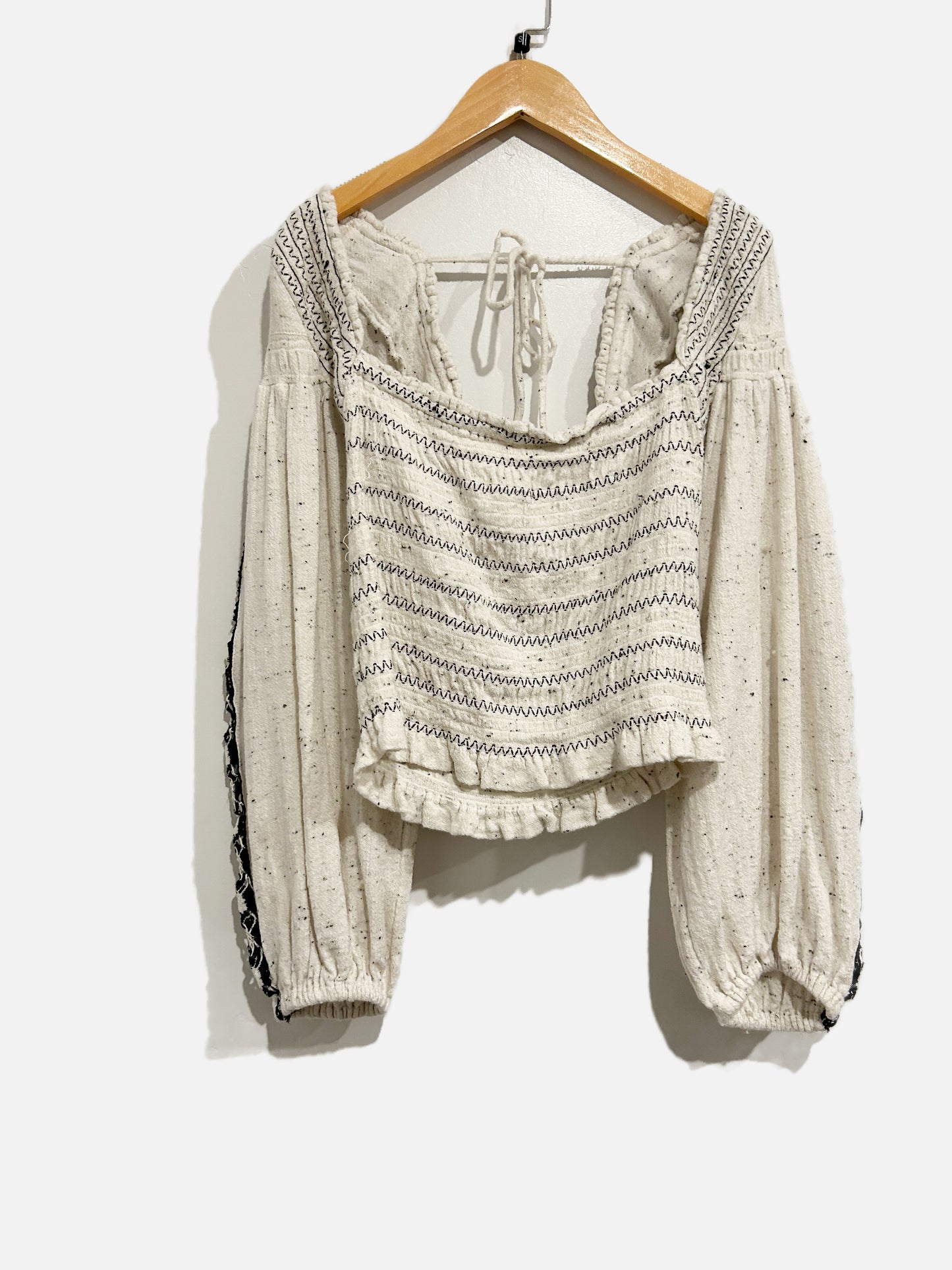 Free People Maggie White Smocked Blouse - Small