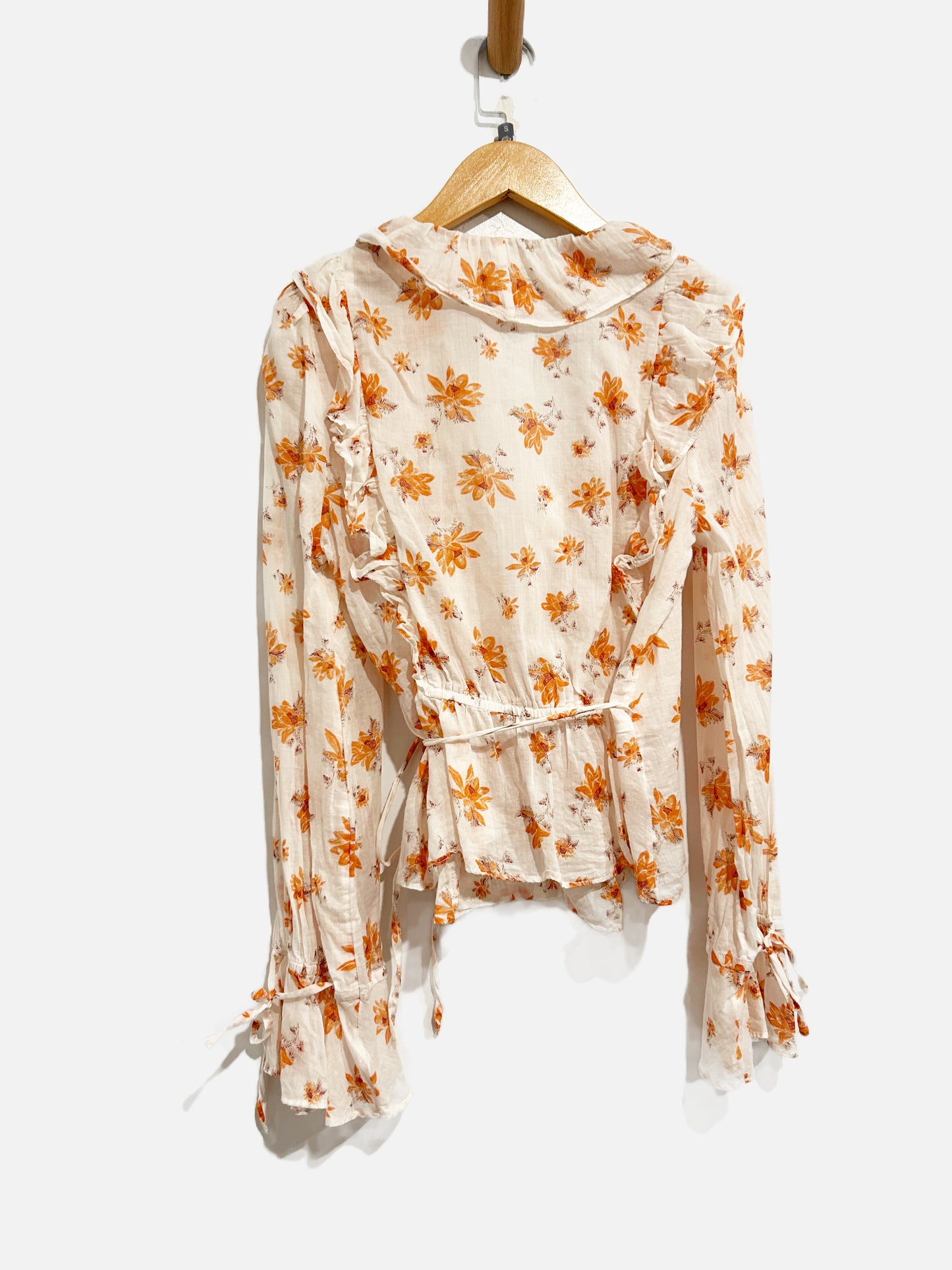 Free People Amanda Ruffle Floral Wrap Top - Small