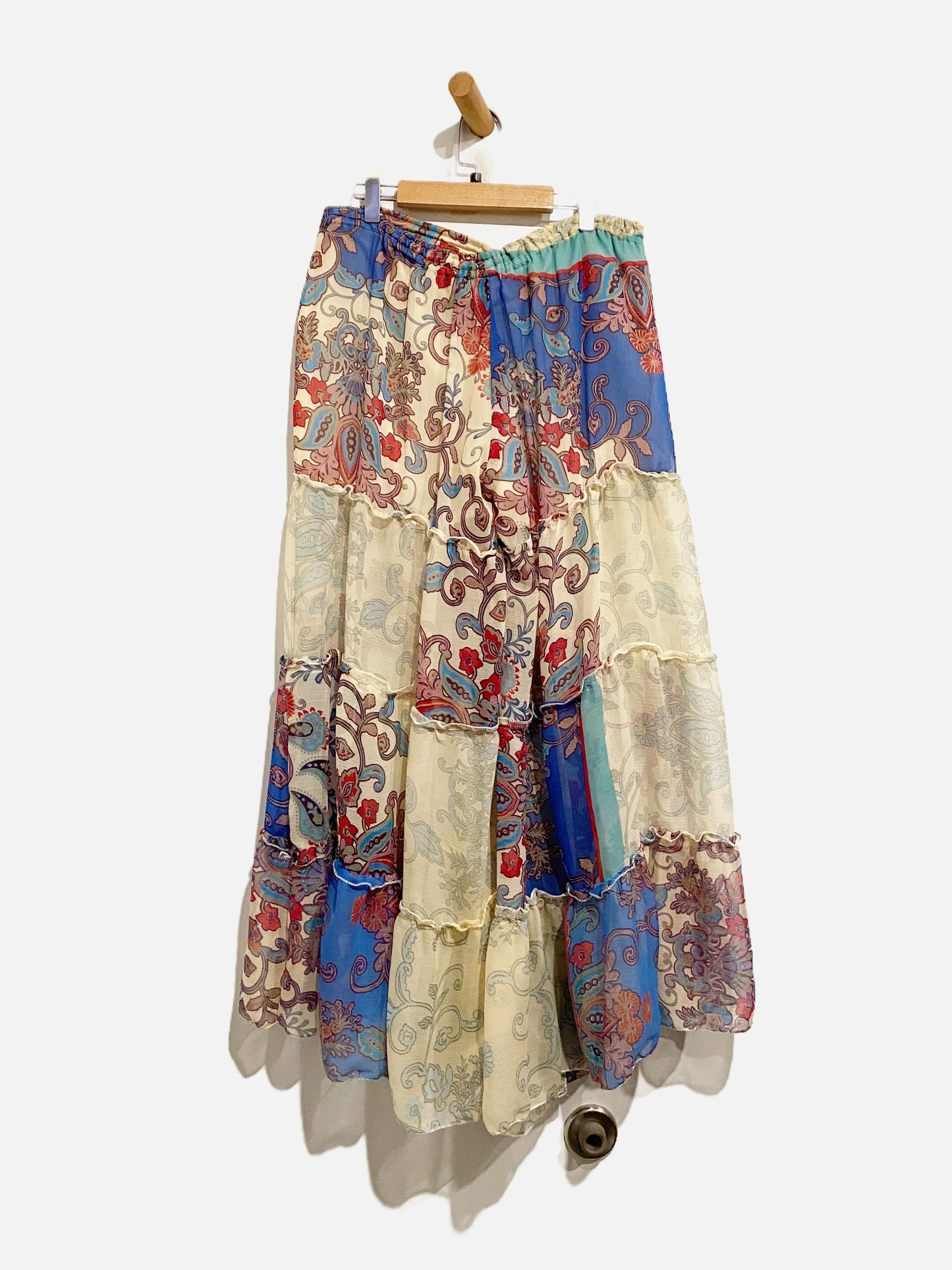 Z&L White/Blue Paisley Print Boho Pants - Large