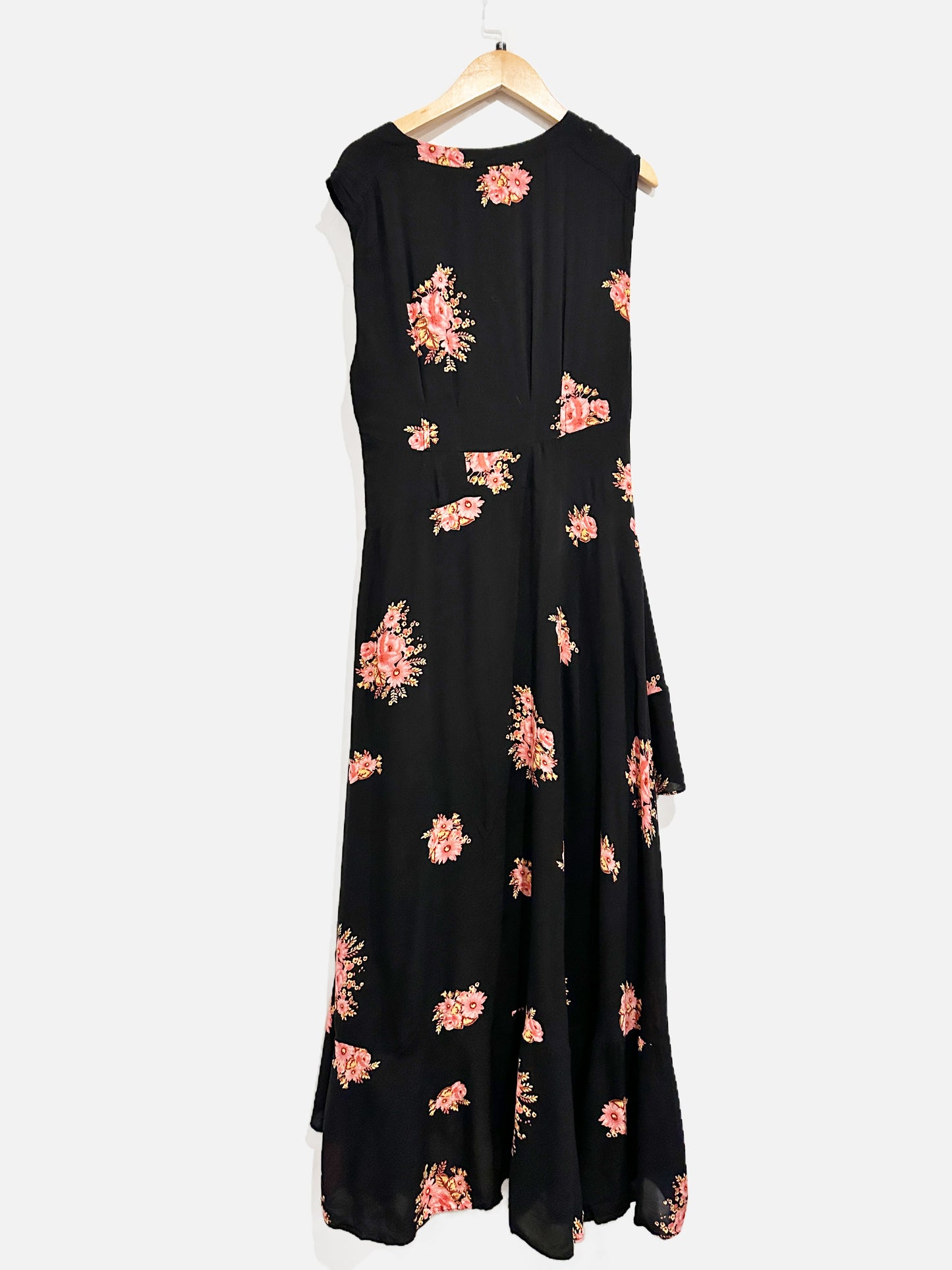 Free People Black Floral Hi-Low Midi Dress - 4