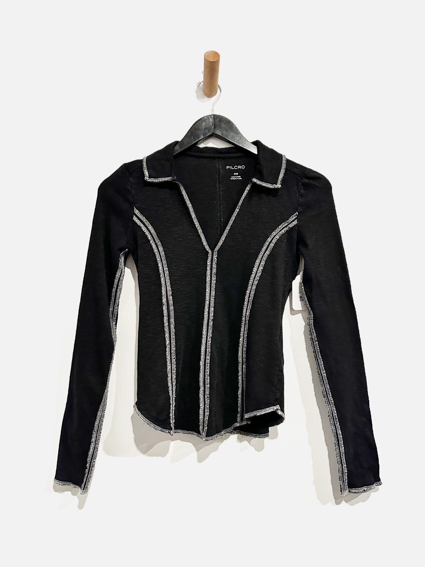 Anthropologie Pilcro Black Collared Top - XXS