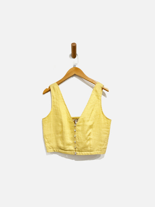 Madewell NWT Yellow Linen Button Front Crop Tank - 00