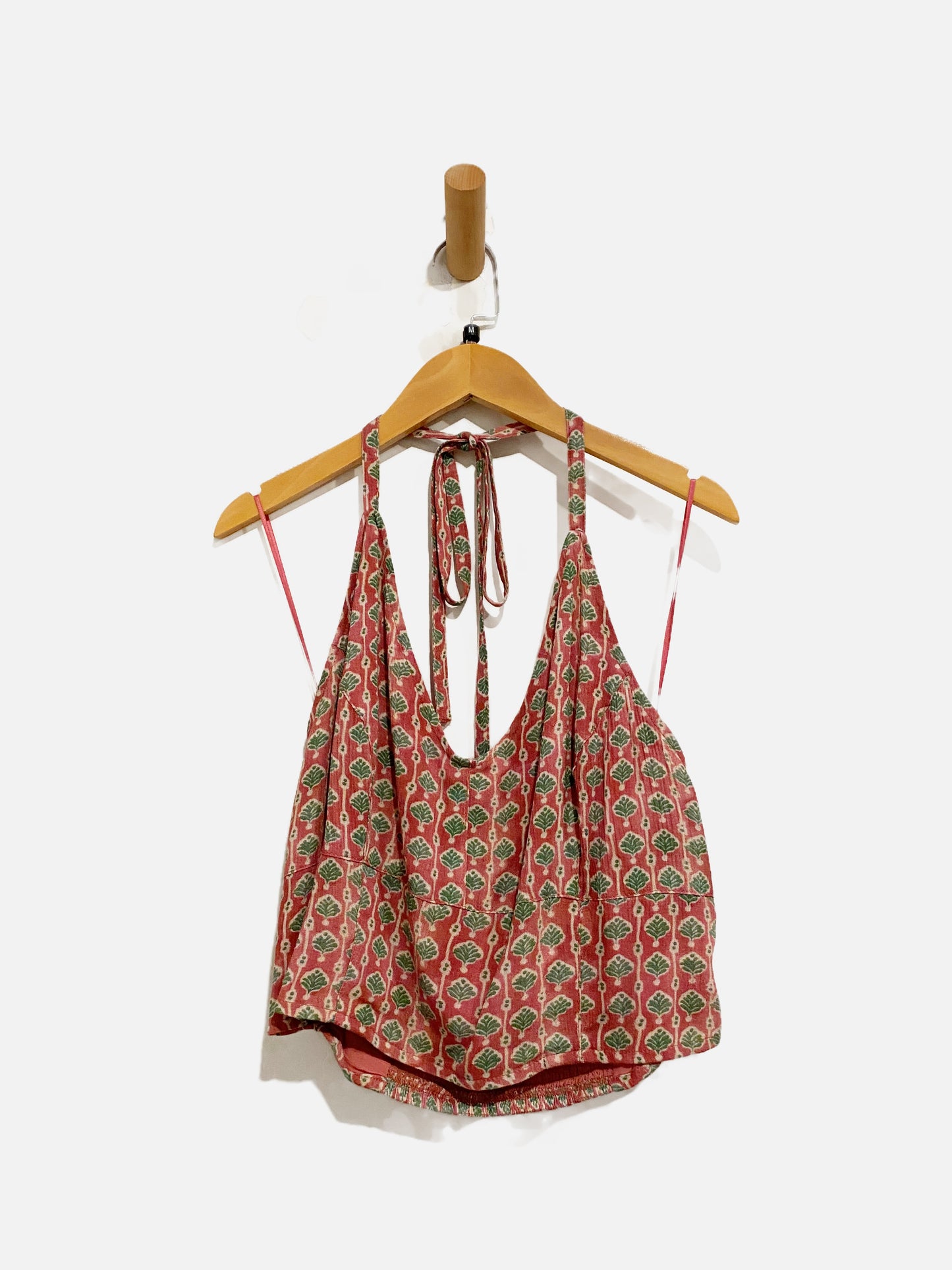 Free People Pink and Green Halter Top - Medium