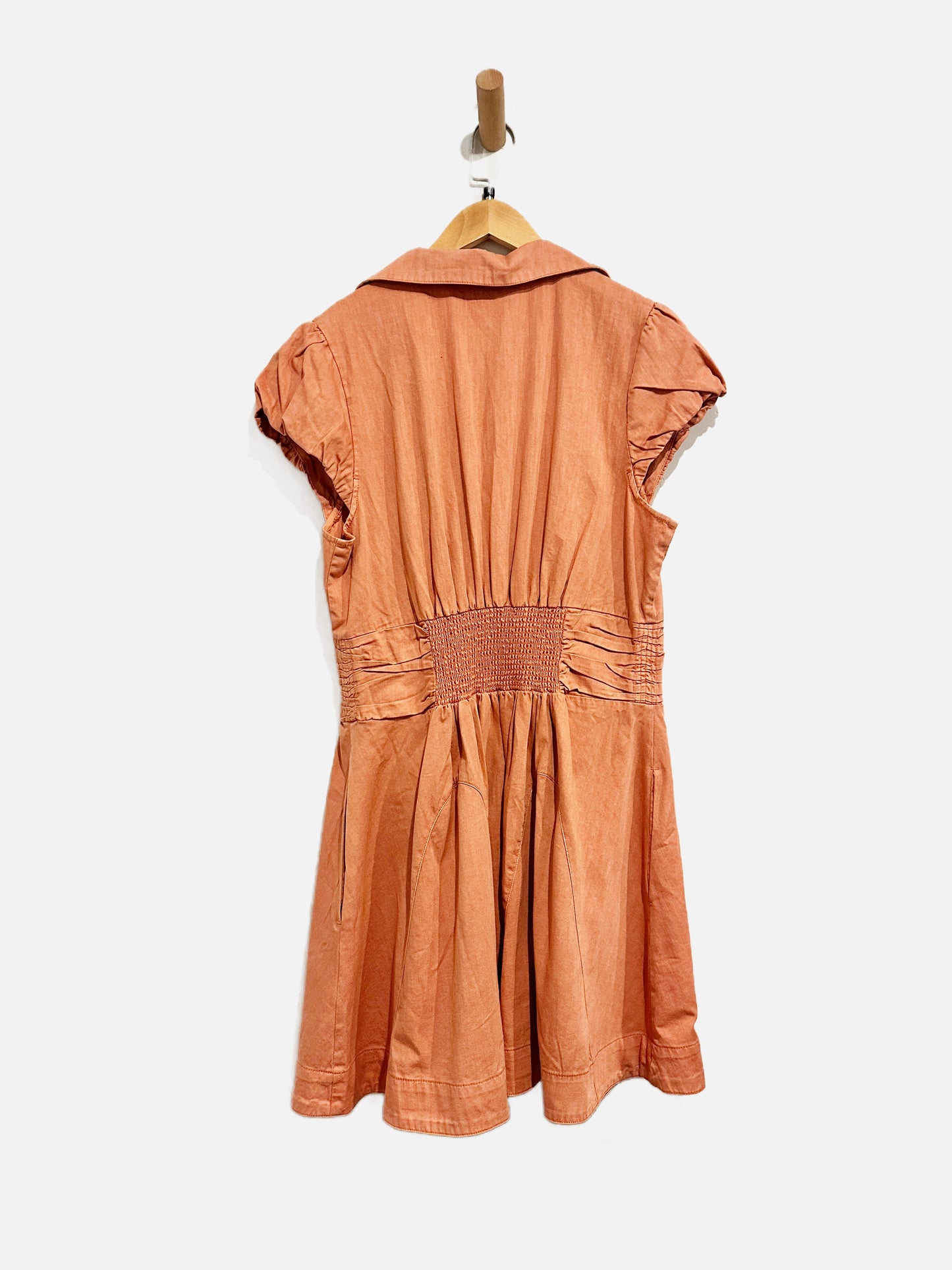 Free People NWT Chester Orange Button Front Mini Dress - Large