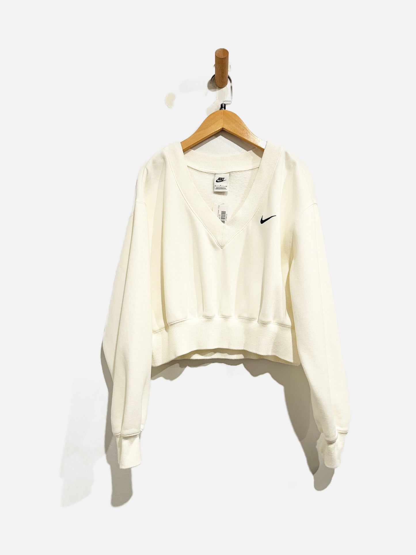 Nike White V-Neck Crop Sweater - Small
