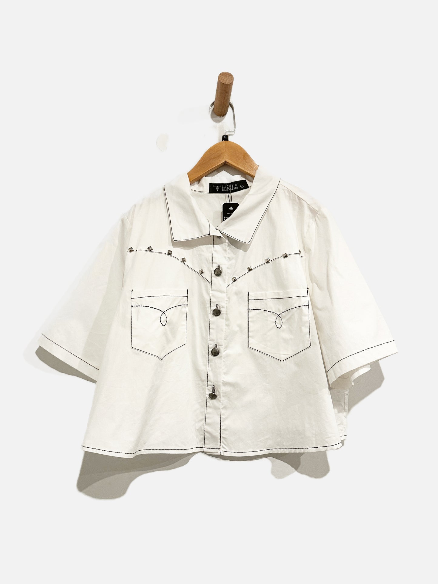 Lucky & Blessed Western Button Down - Large