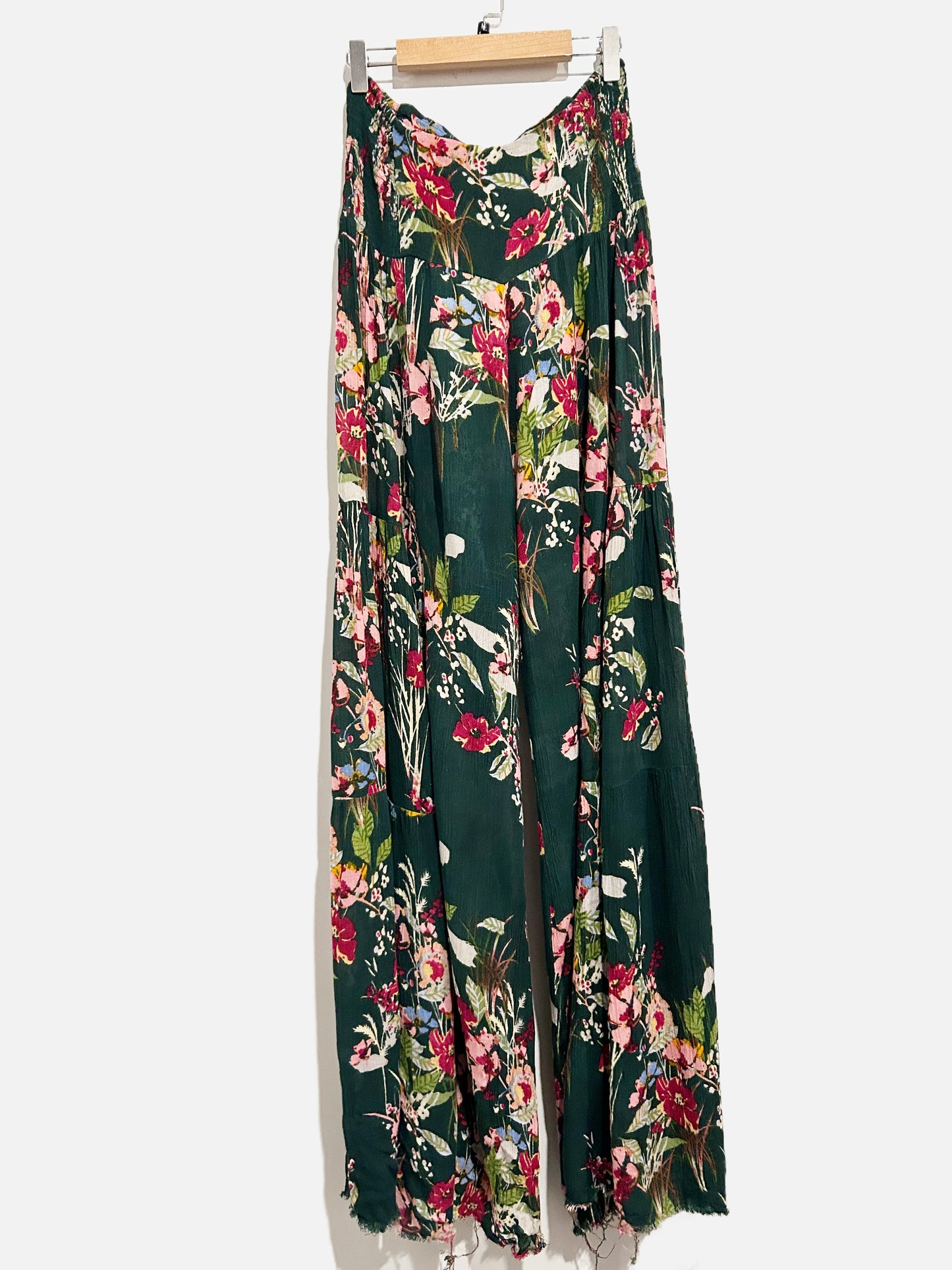 Free People Green Floral Flowy Pants - Medium