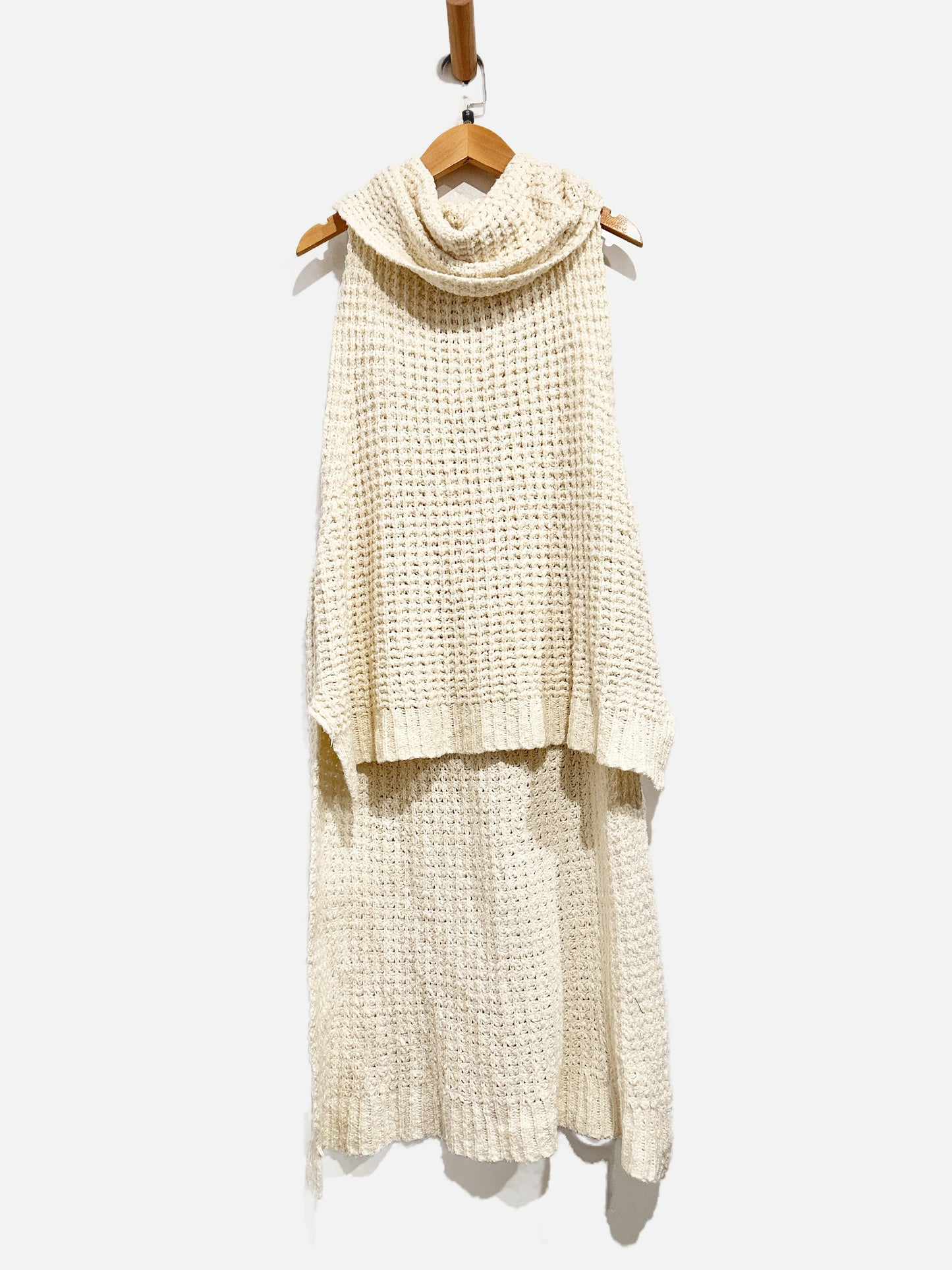 Free People Skyscraper Cream Cableknit Turtleneck Vest - Small